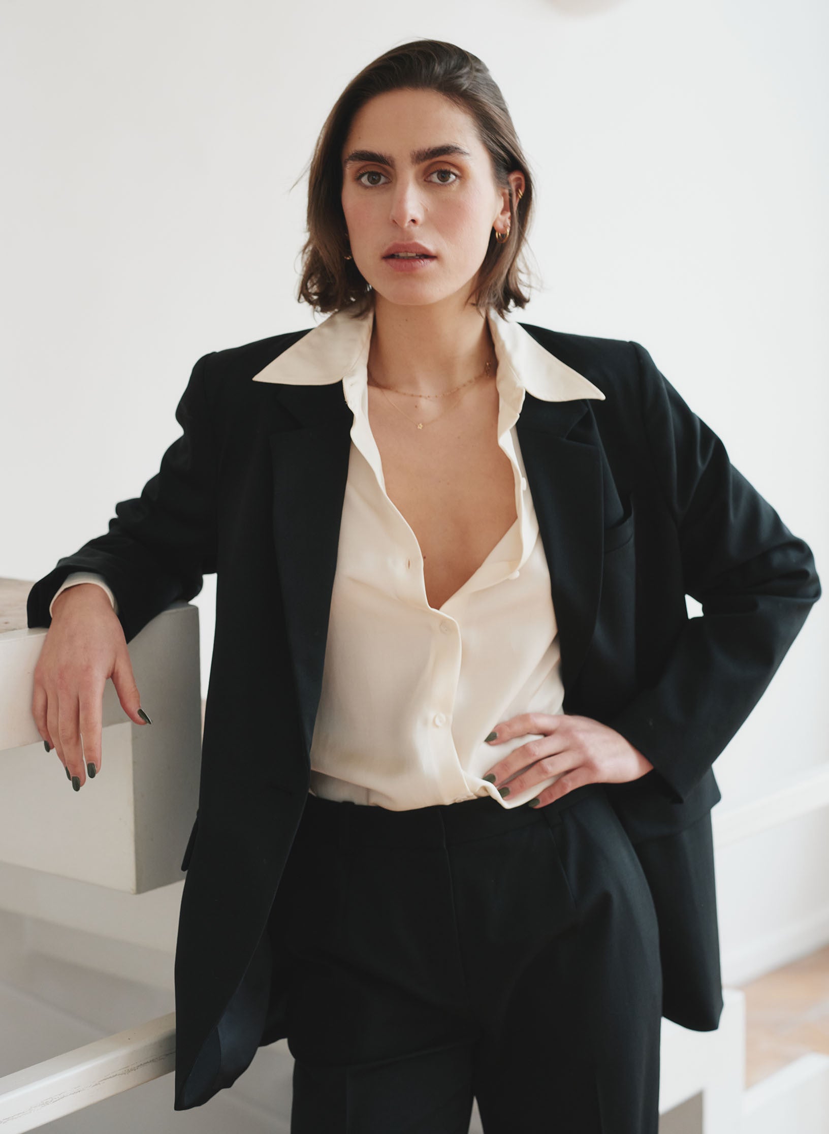 veste loose femme noire infroissable