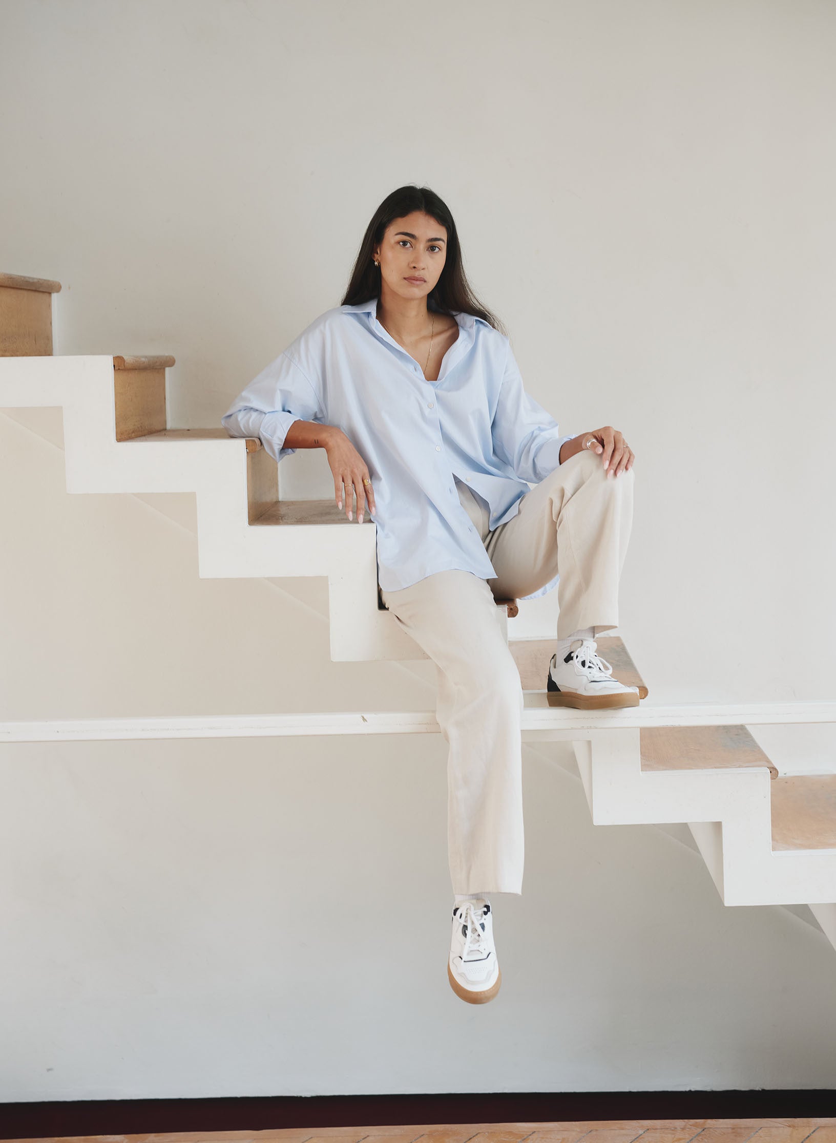 chemise oversized ample femme coton organique bleu