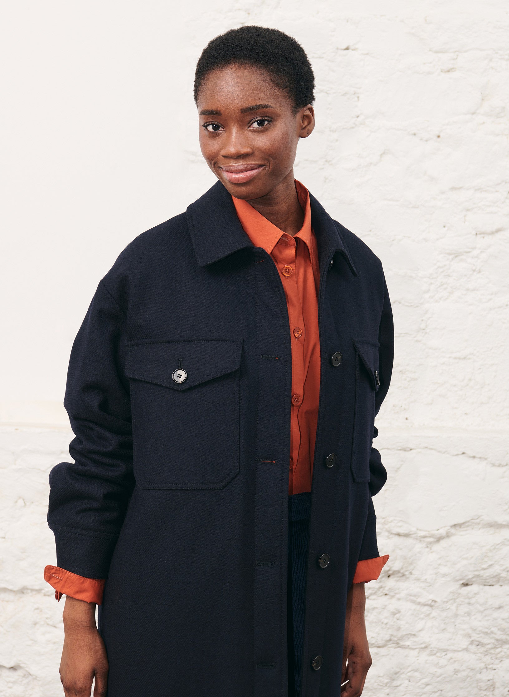 manteau long marine femme