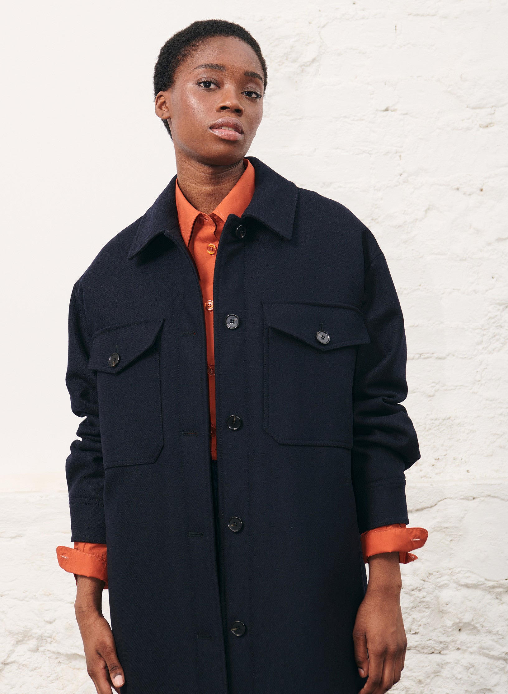 manteau long marine femme