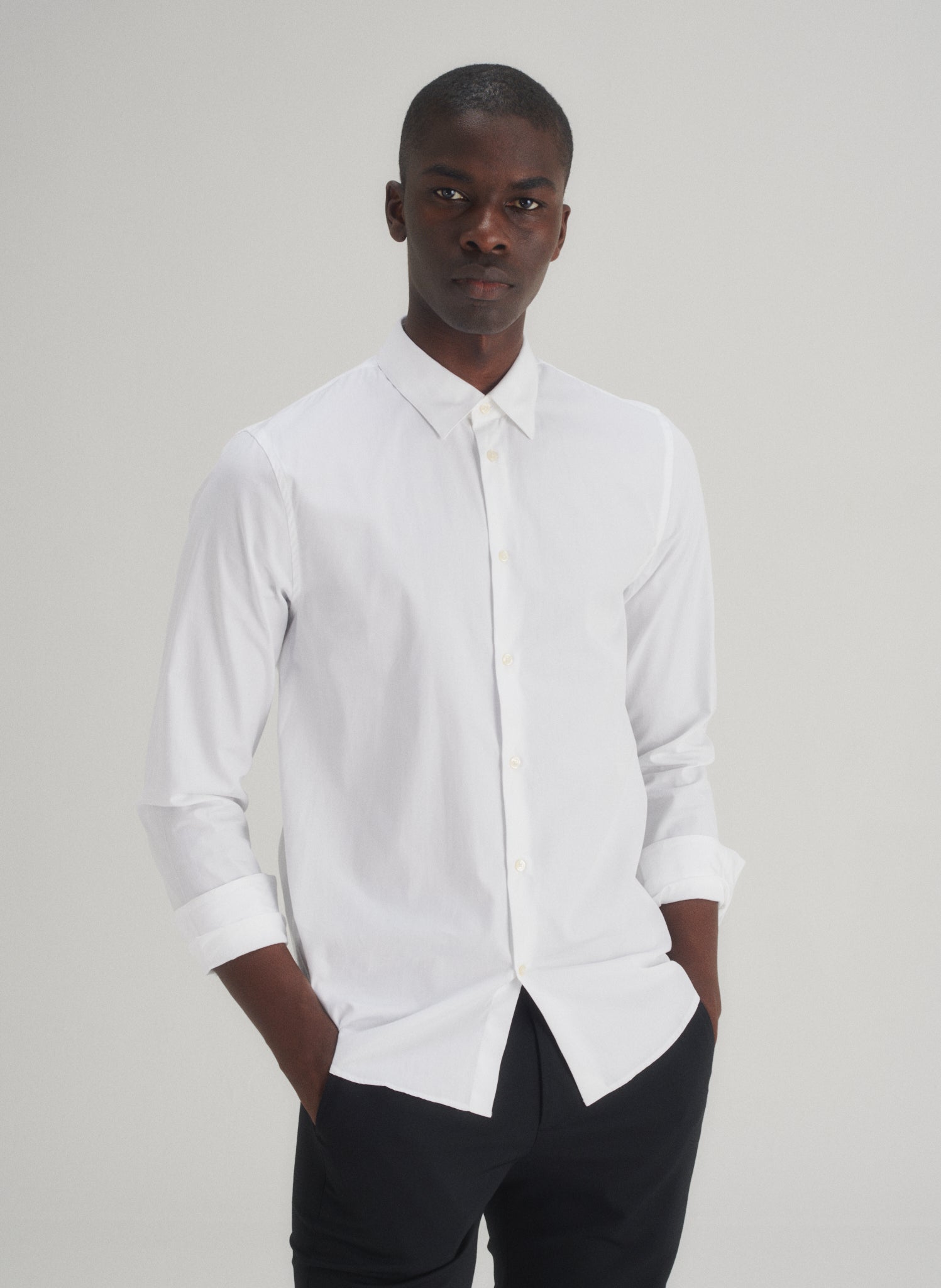 chemise popeline ajustee blanche homme