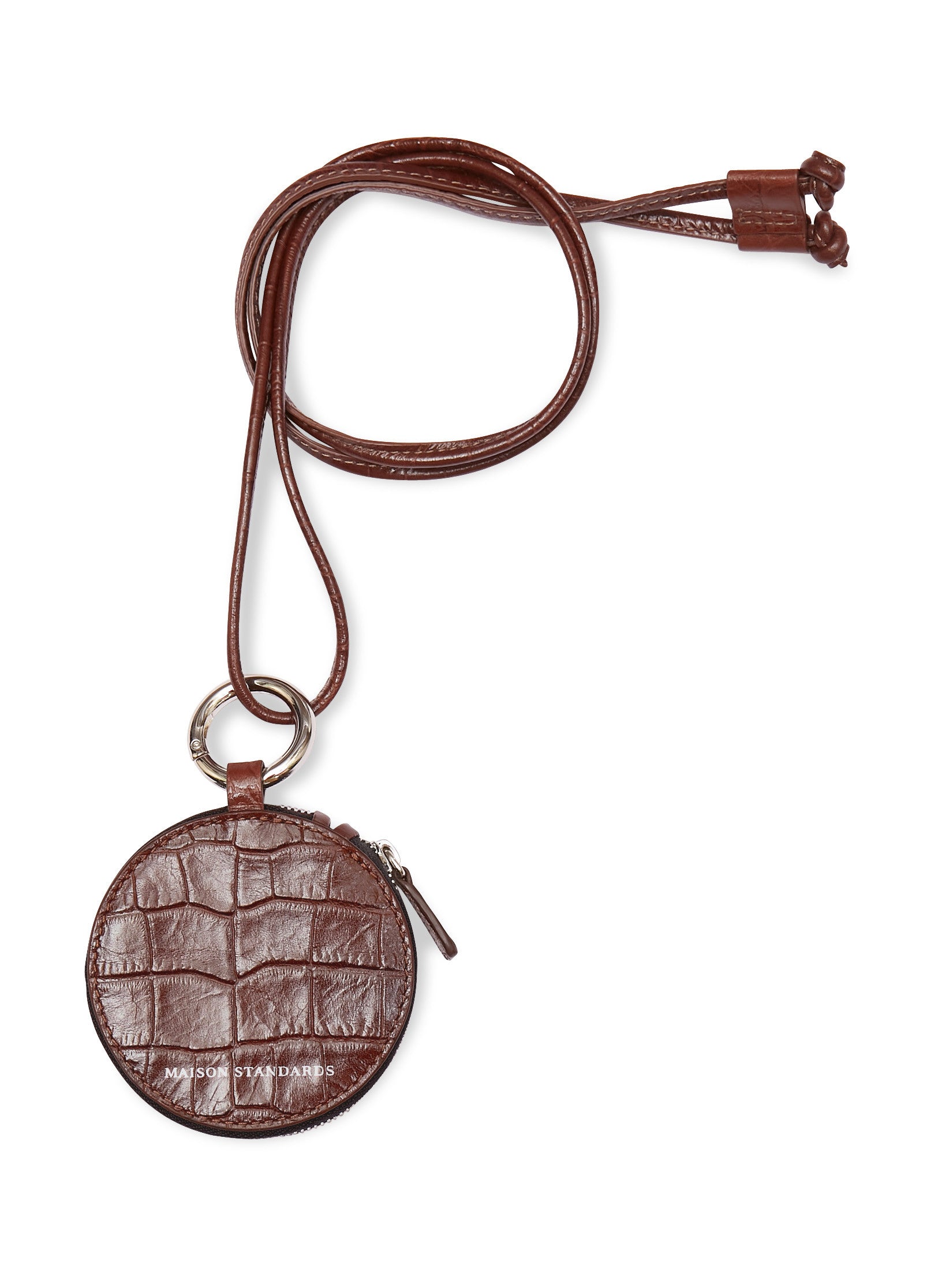 porte monnaie cou cuir marron femme