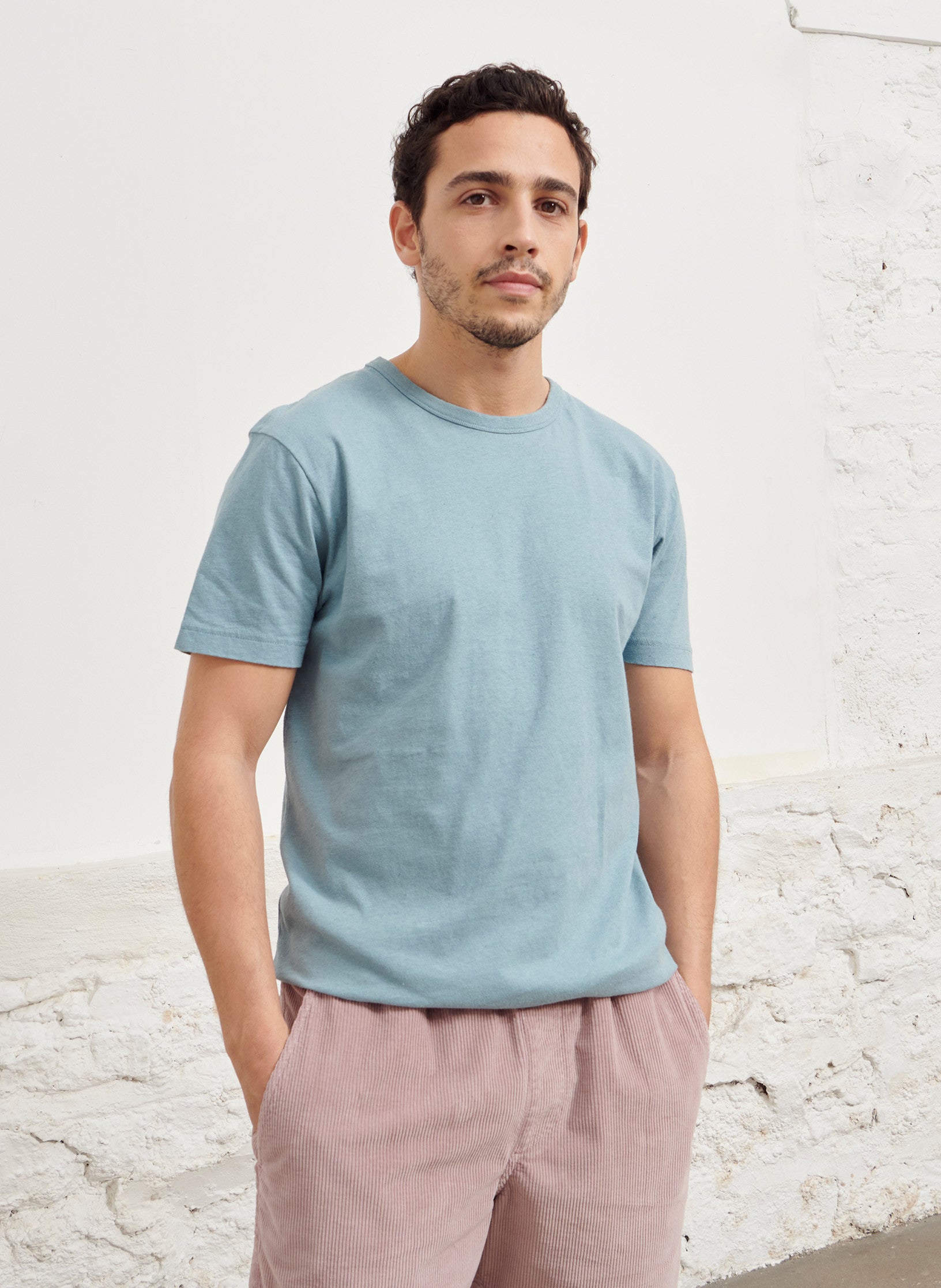 tee shirt coton lin homme bleu eocresponsable
