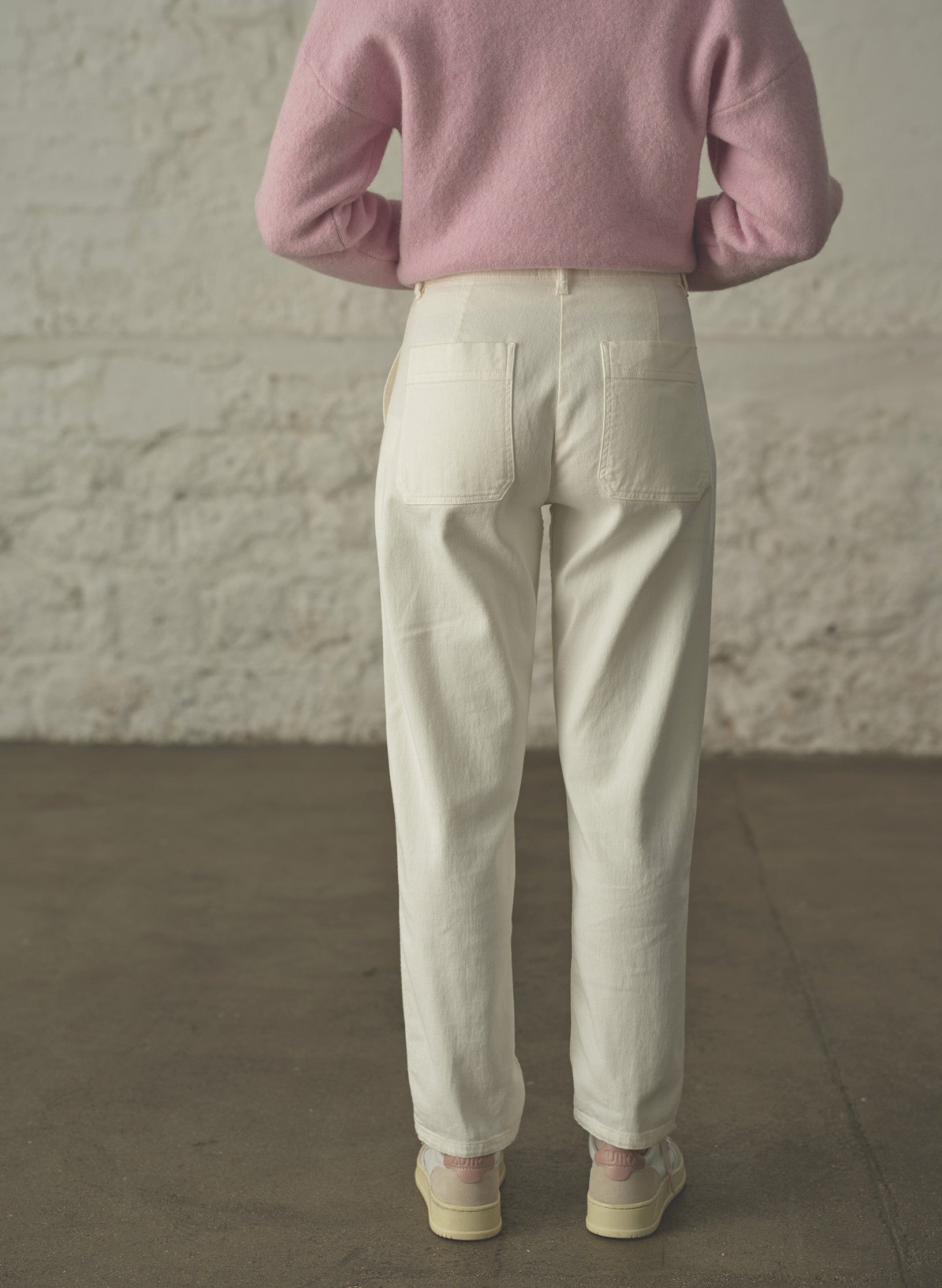 pantalon worker coton ecru femme