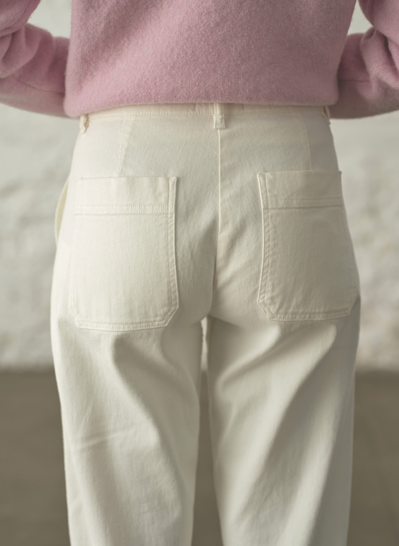 pantalon worker coton ecru femme