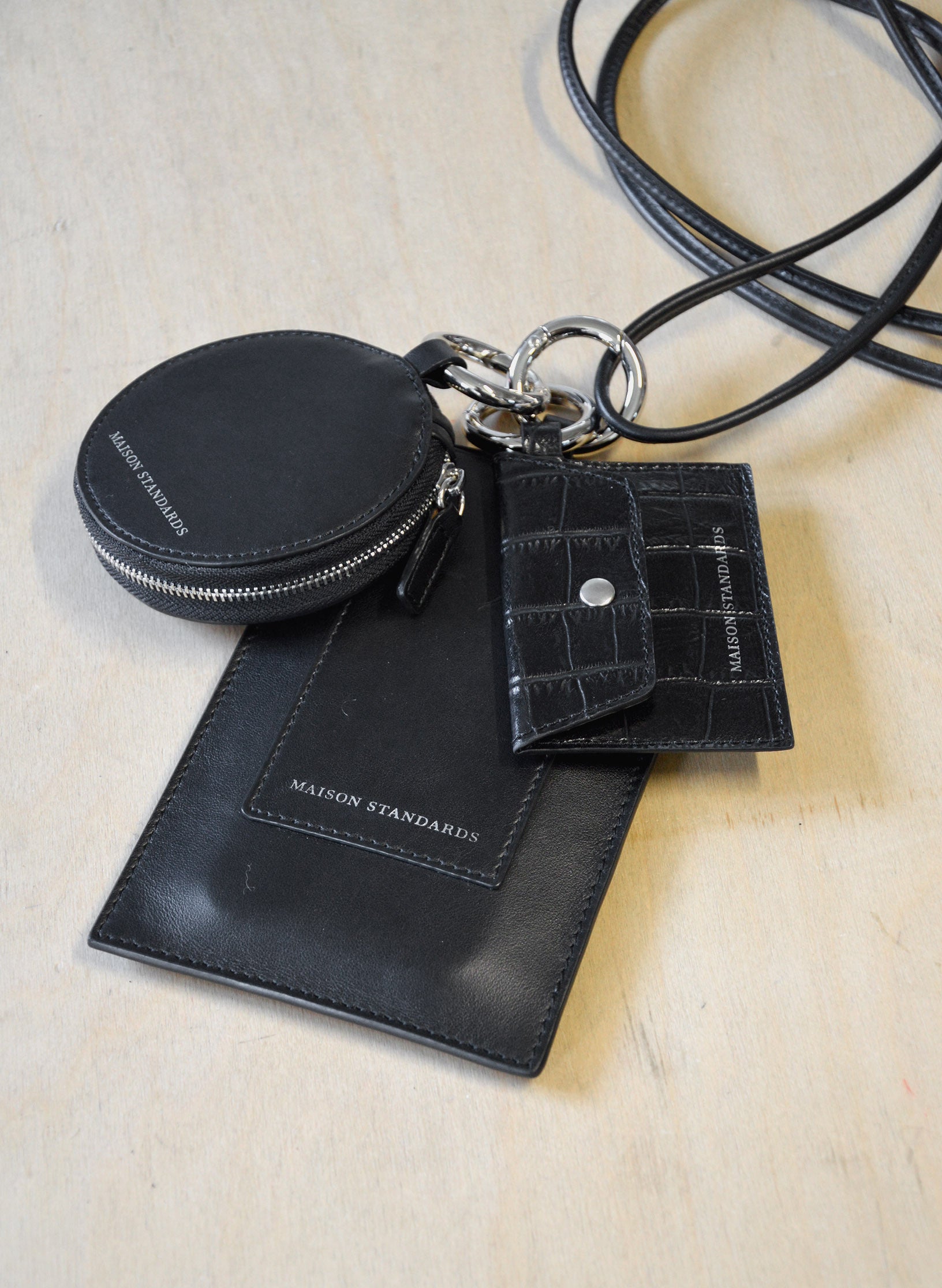 porte monnaie rond cuir noir