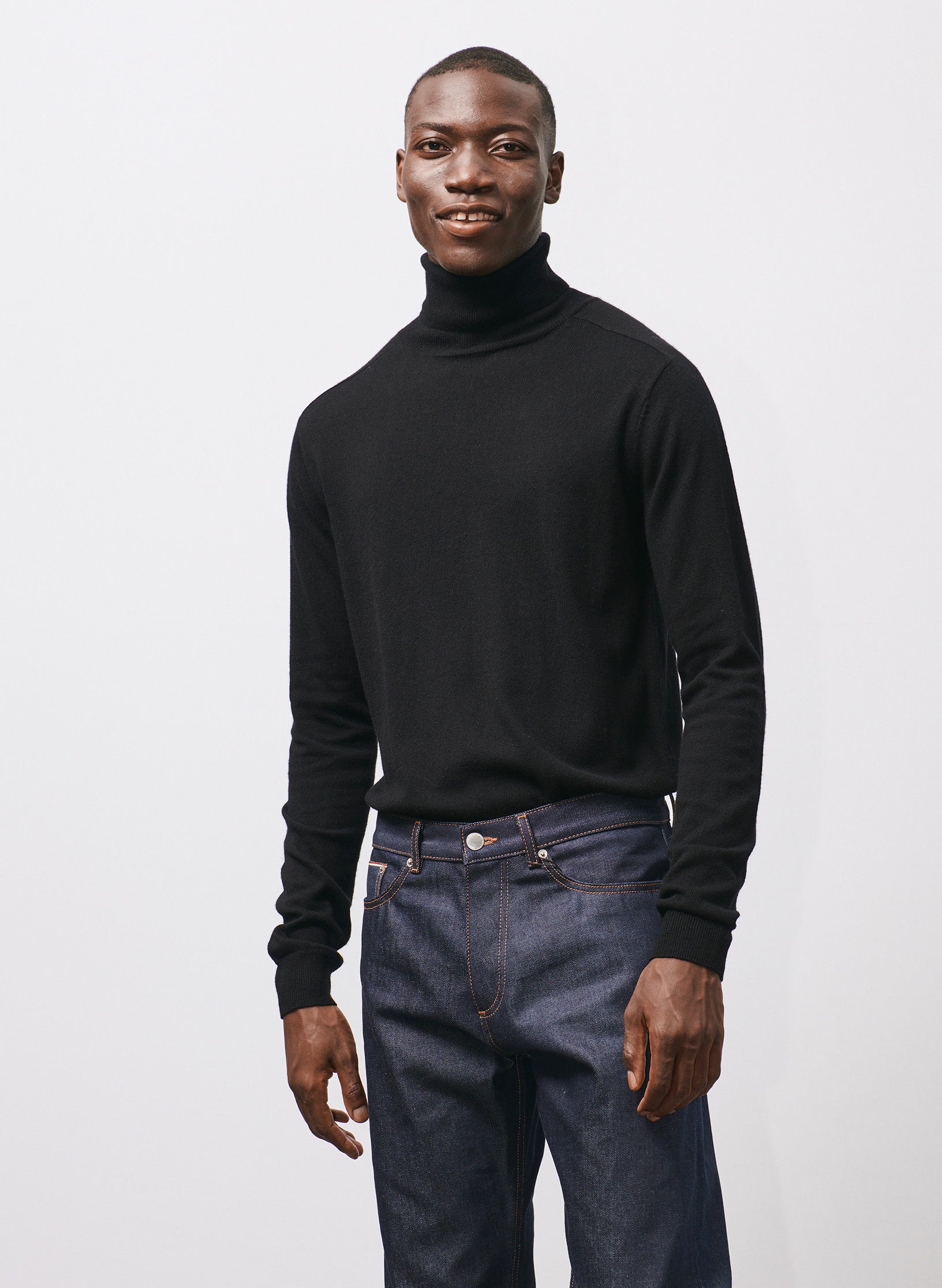 pull col roule cachemire noir homme