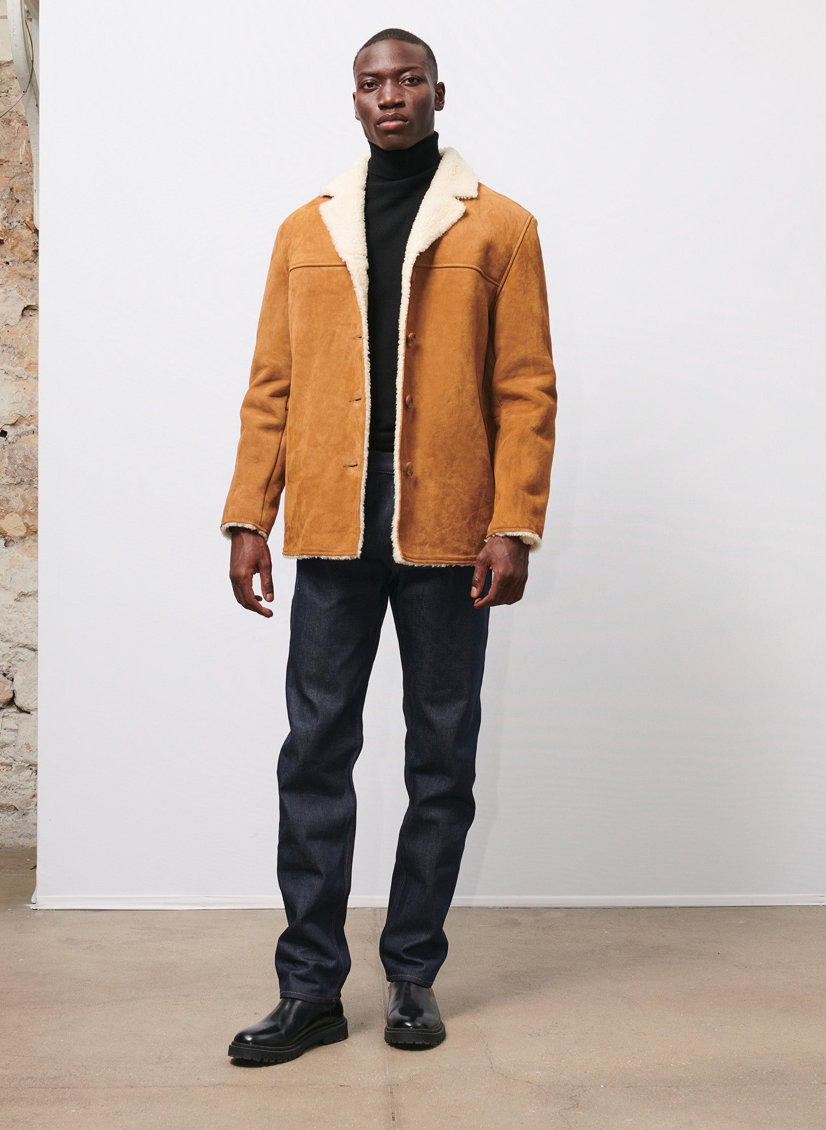 canadienne peau lainee beige homme