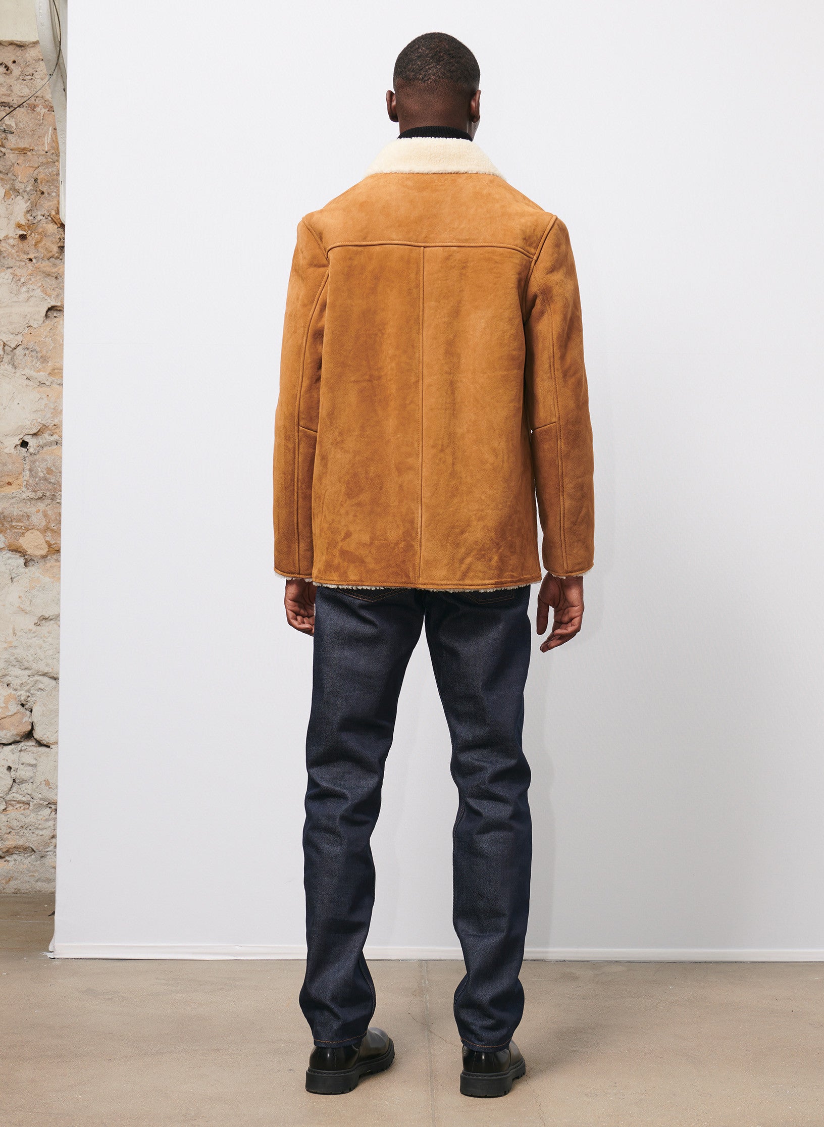 canadienne peau lainee beige homme