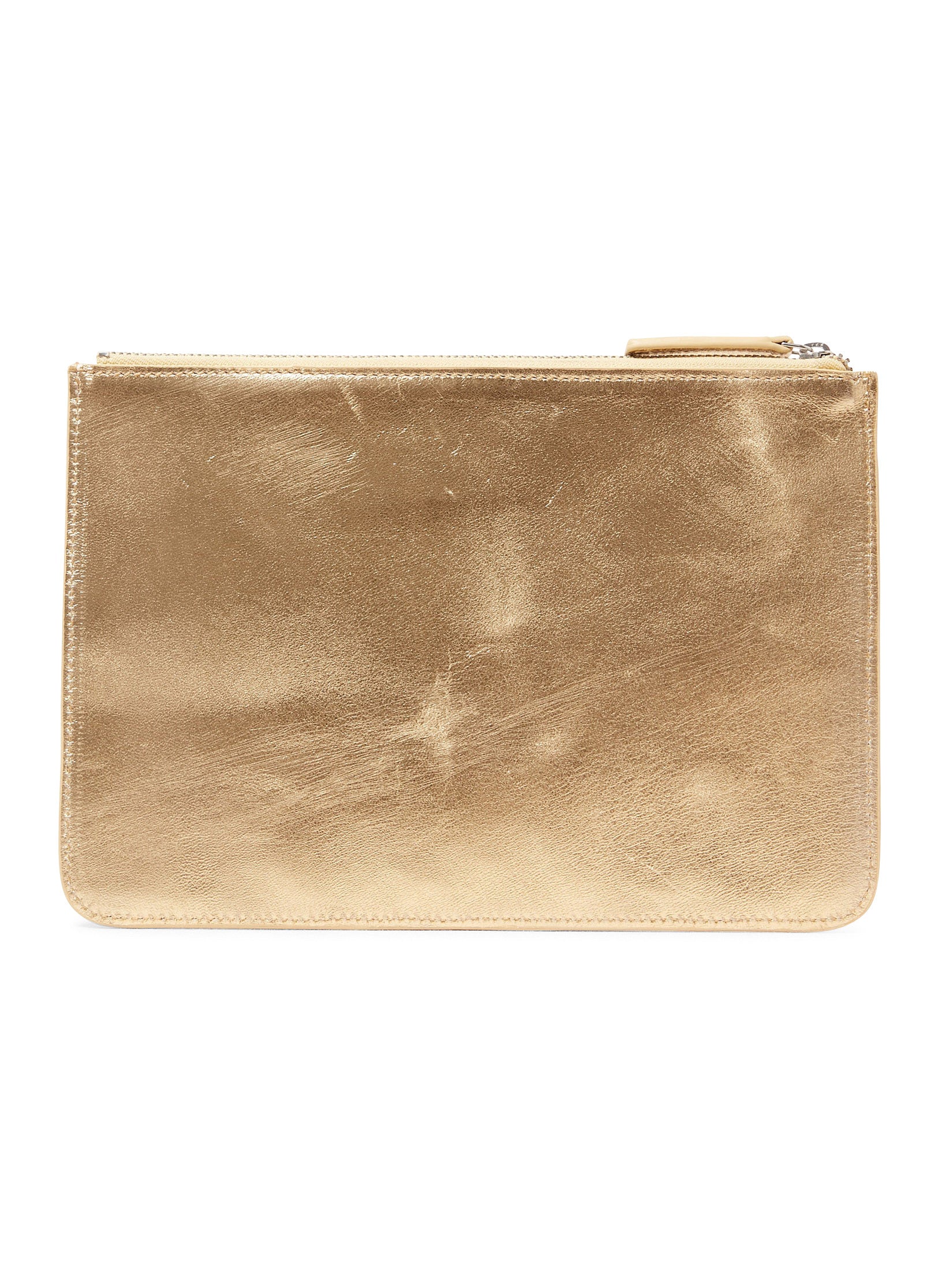 pochette cuir irise dore