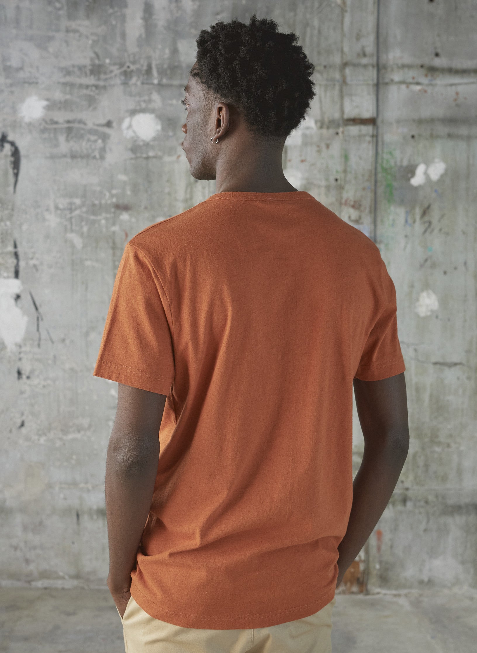 tee shirt lin rouge terracotta homme