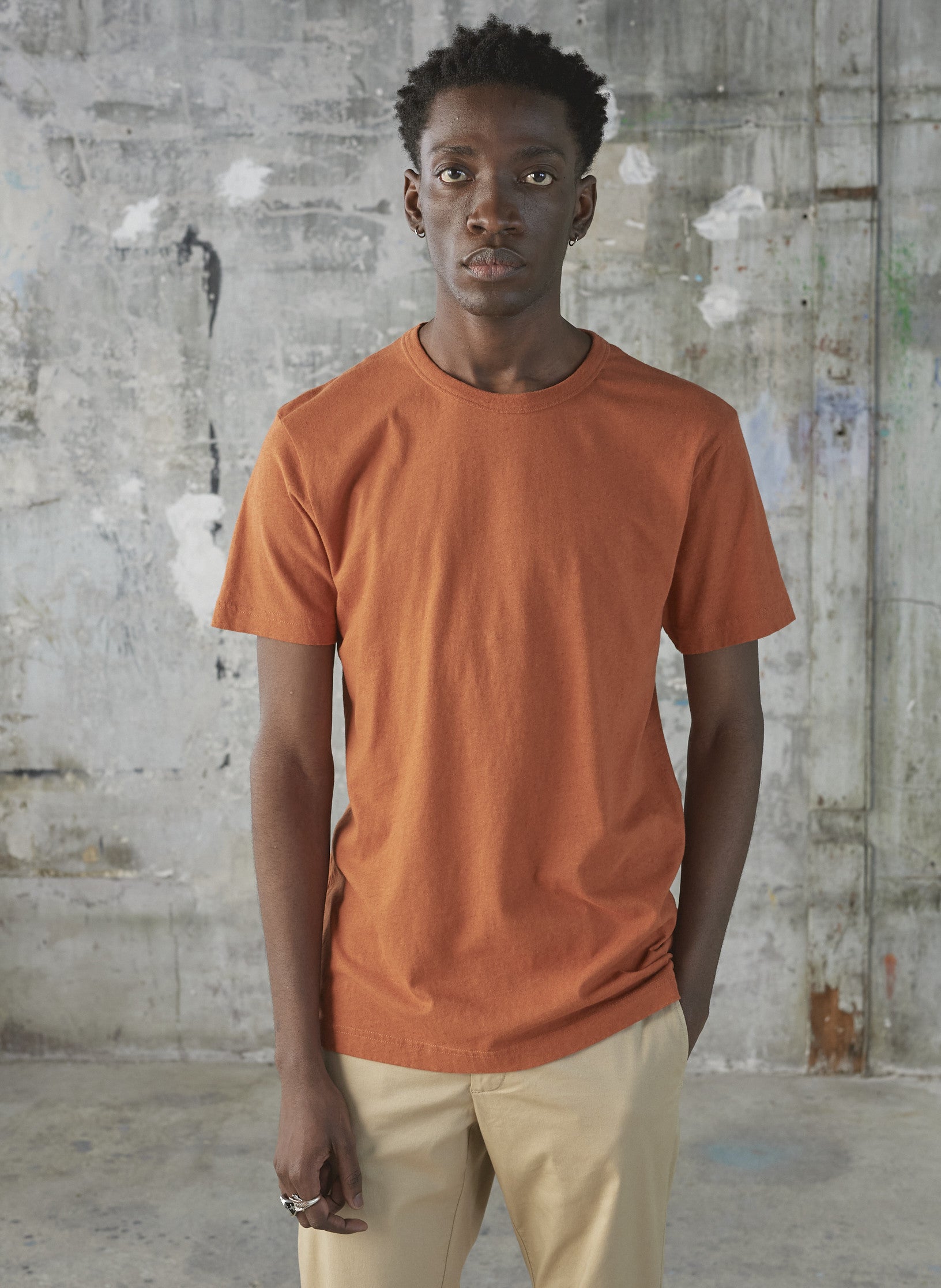 tee shirt lin rouge terracotta homme