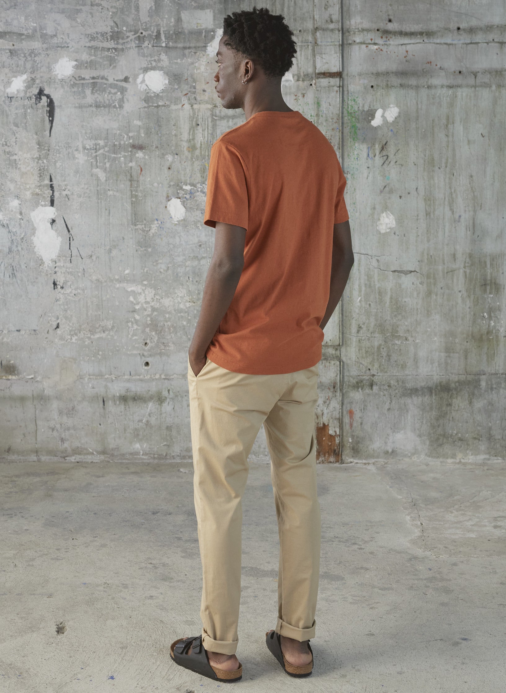 tee shirt lin rouge terracotta homme