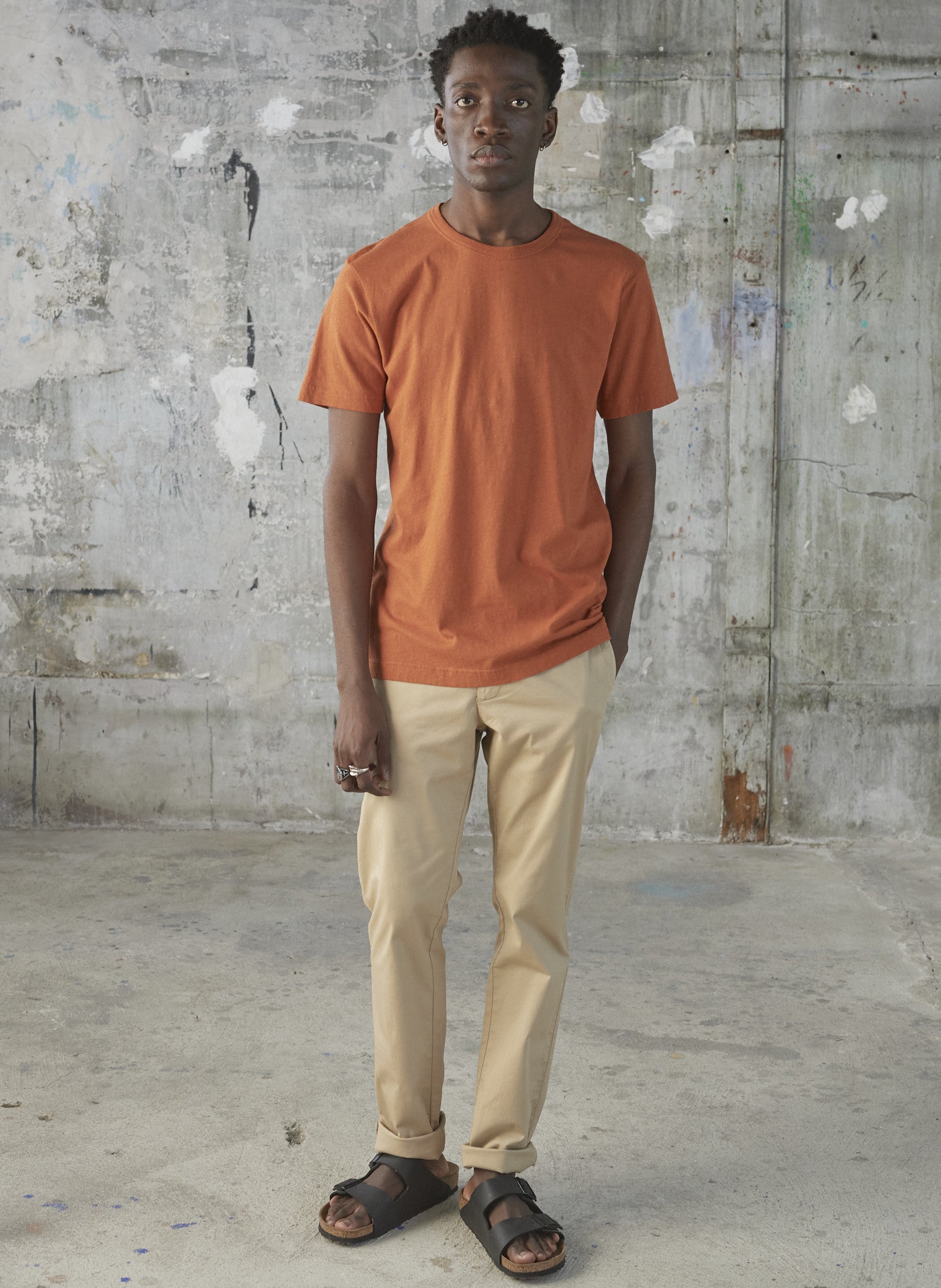tee shirt lin rouge terracotta homme