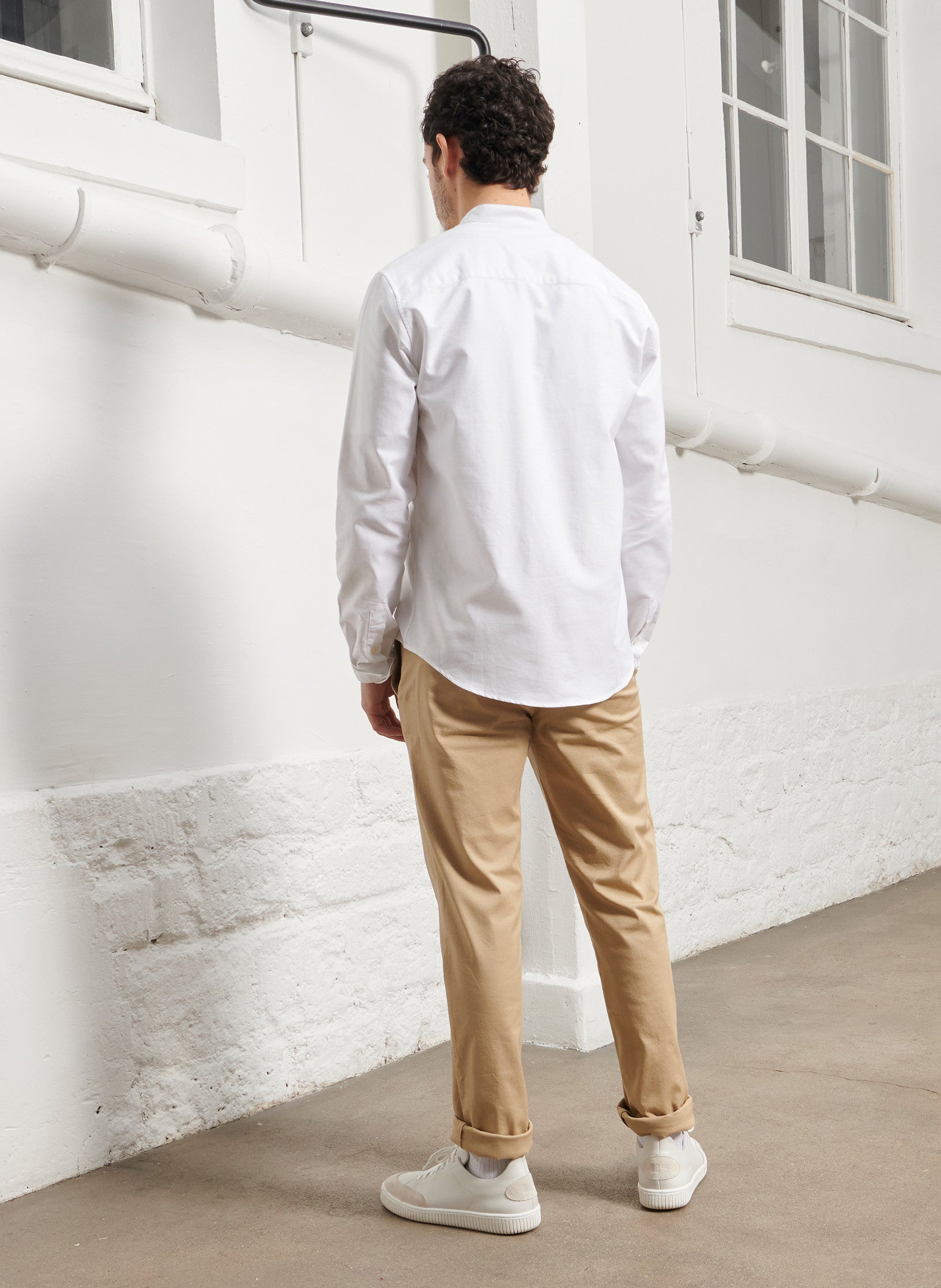 chemise col mao blanc homme