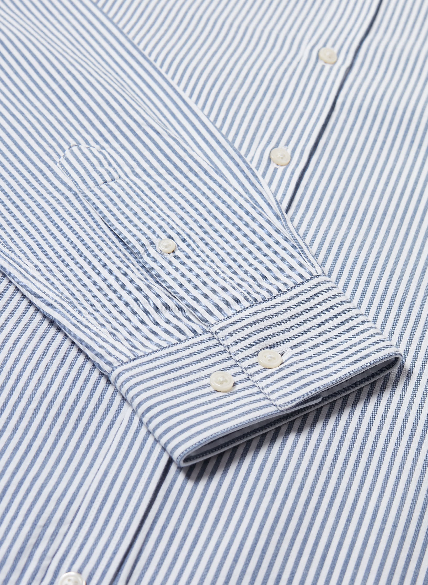 chemise col mao seersucker raye bleu