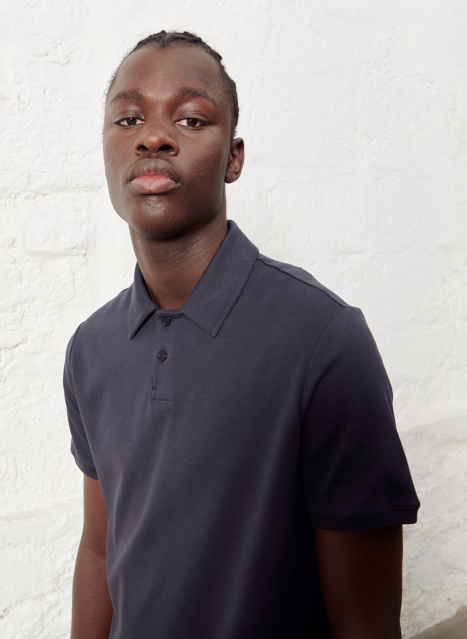 polo manche courte coton bleu homme