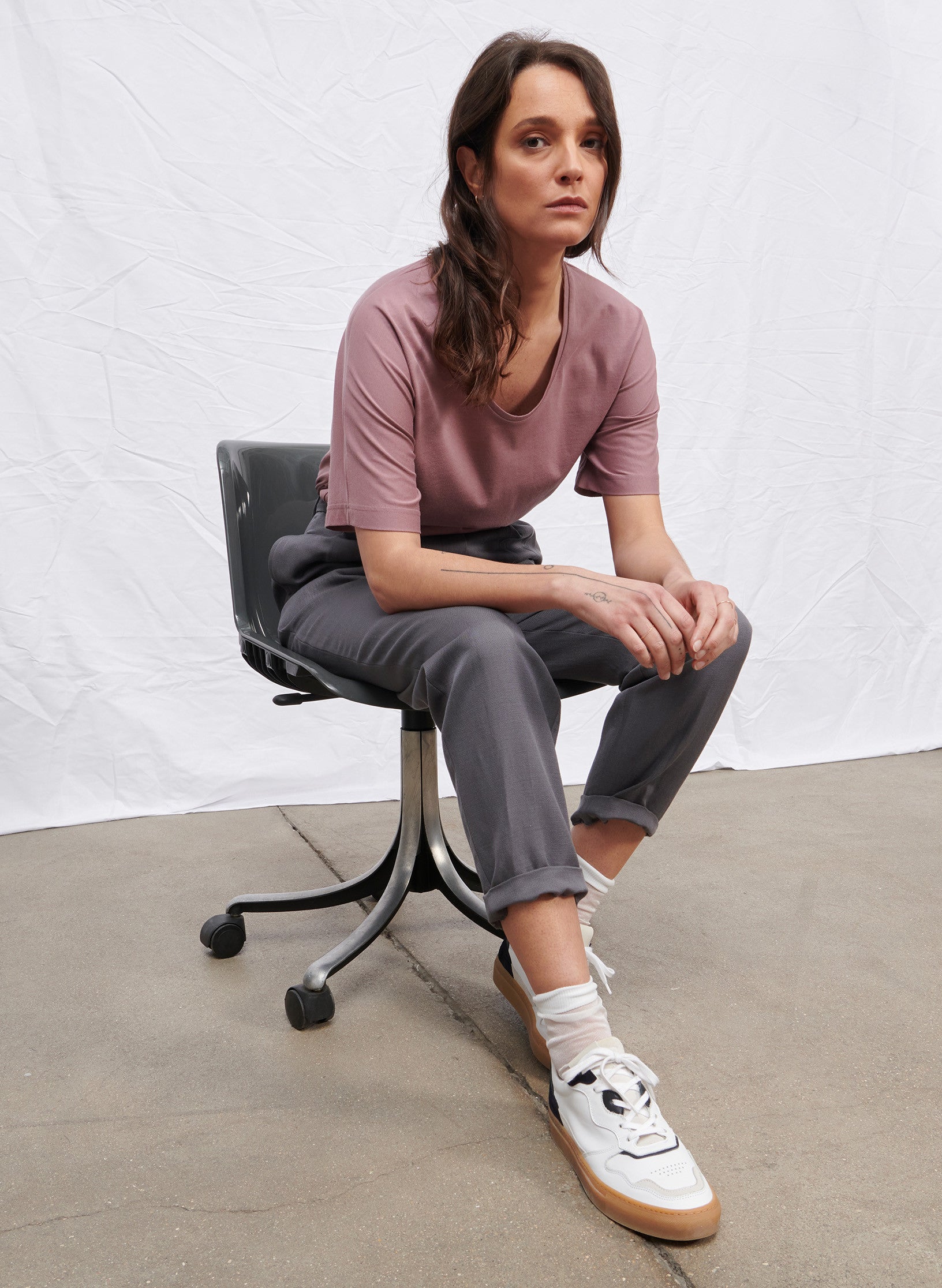 t shirt v femme rose coton organique