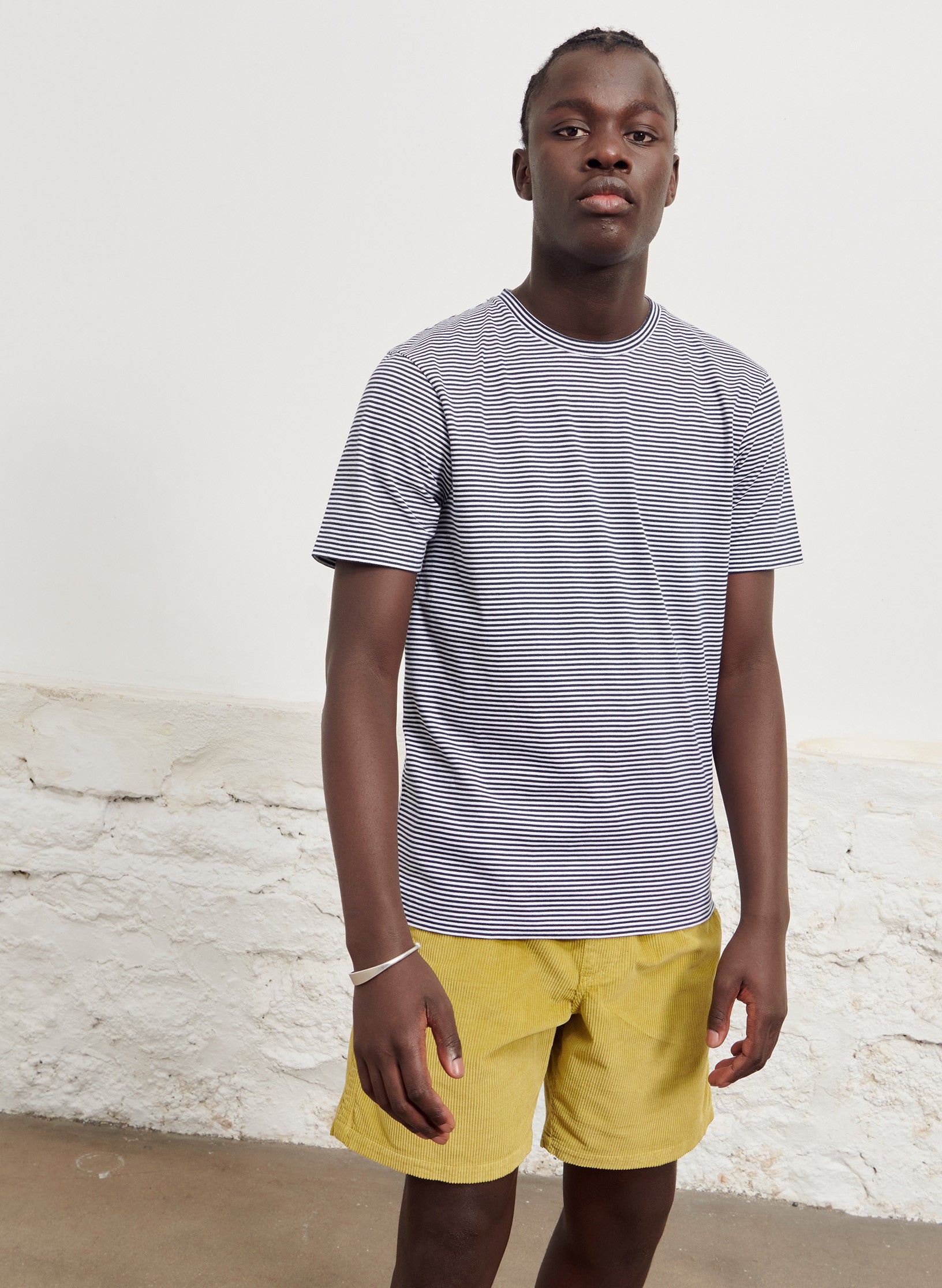 tee shirt raye coton bleu homme
