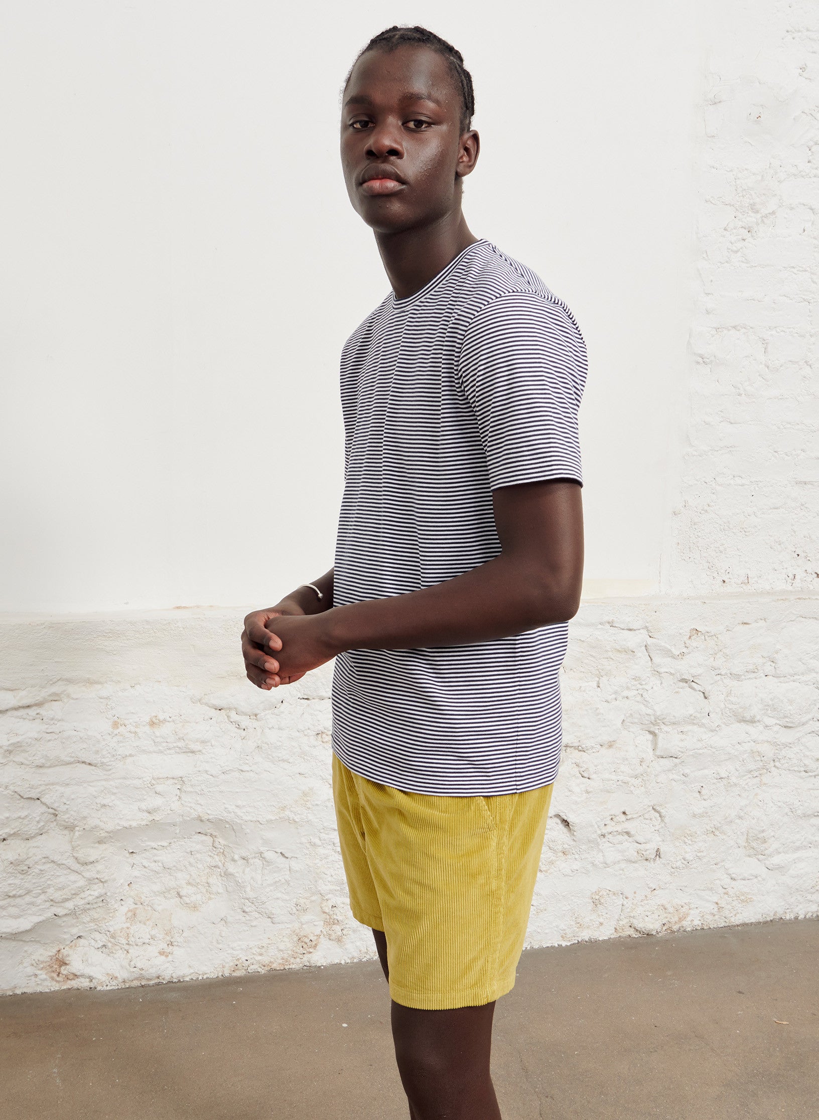 tee shirt raye coton bleu homme