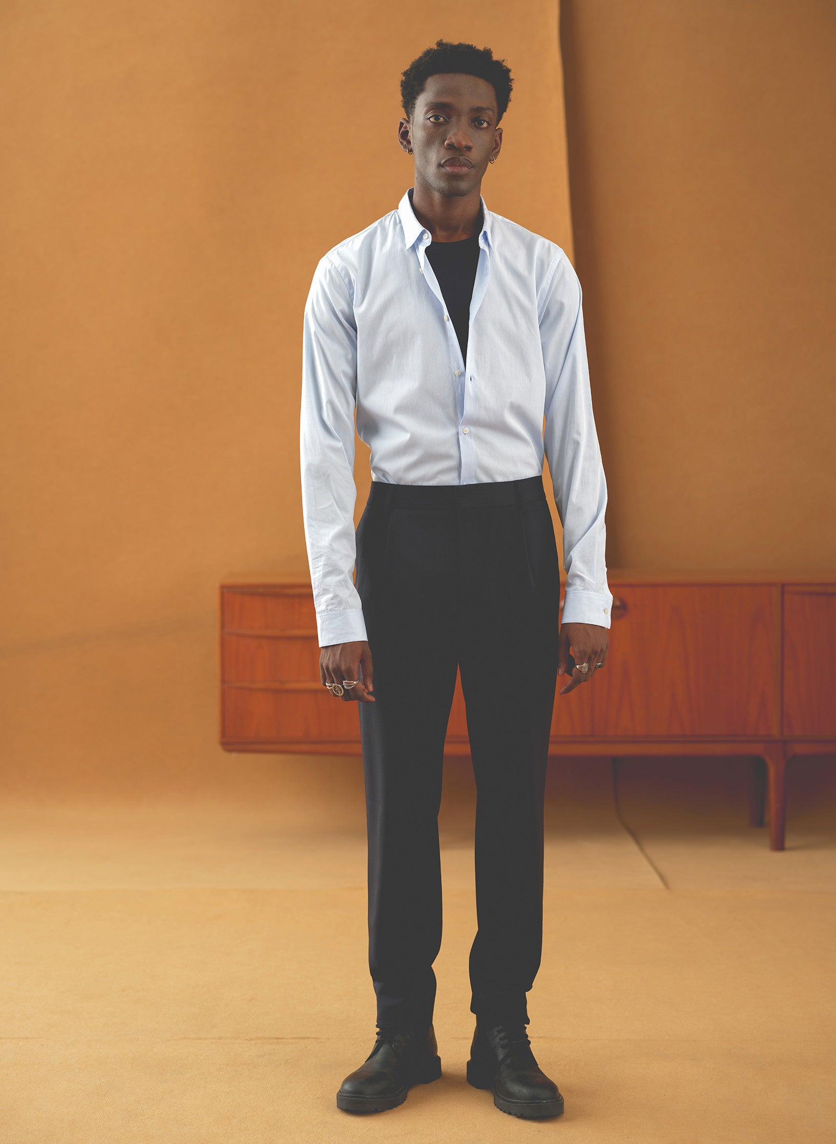 pantalon carotte bi stretch bleu homme