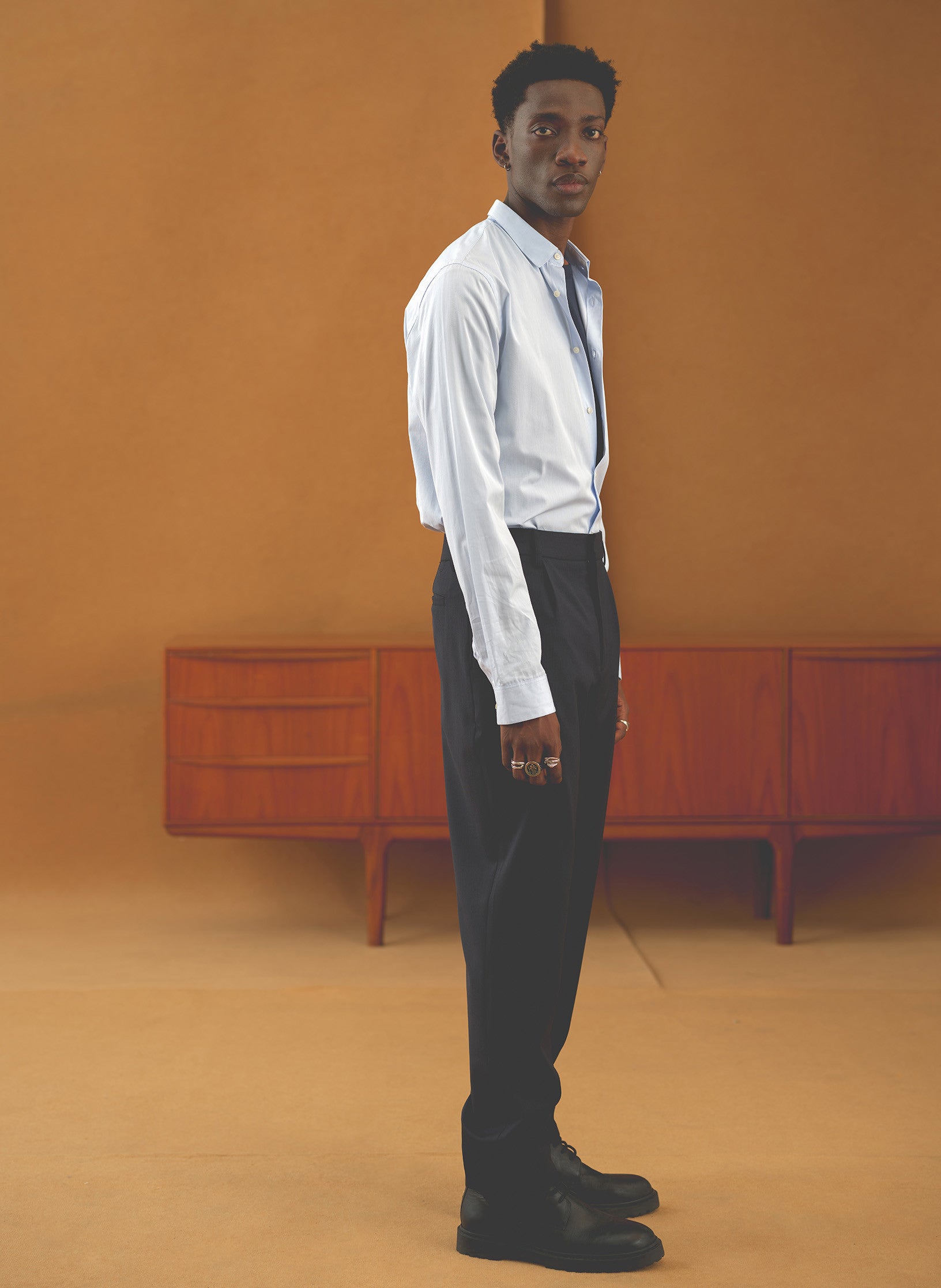 pantalon carotte bi stretch bleu homme