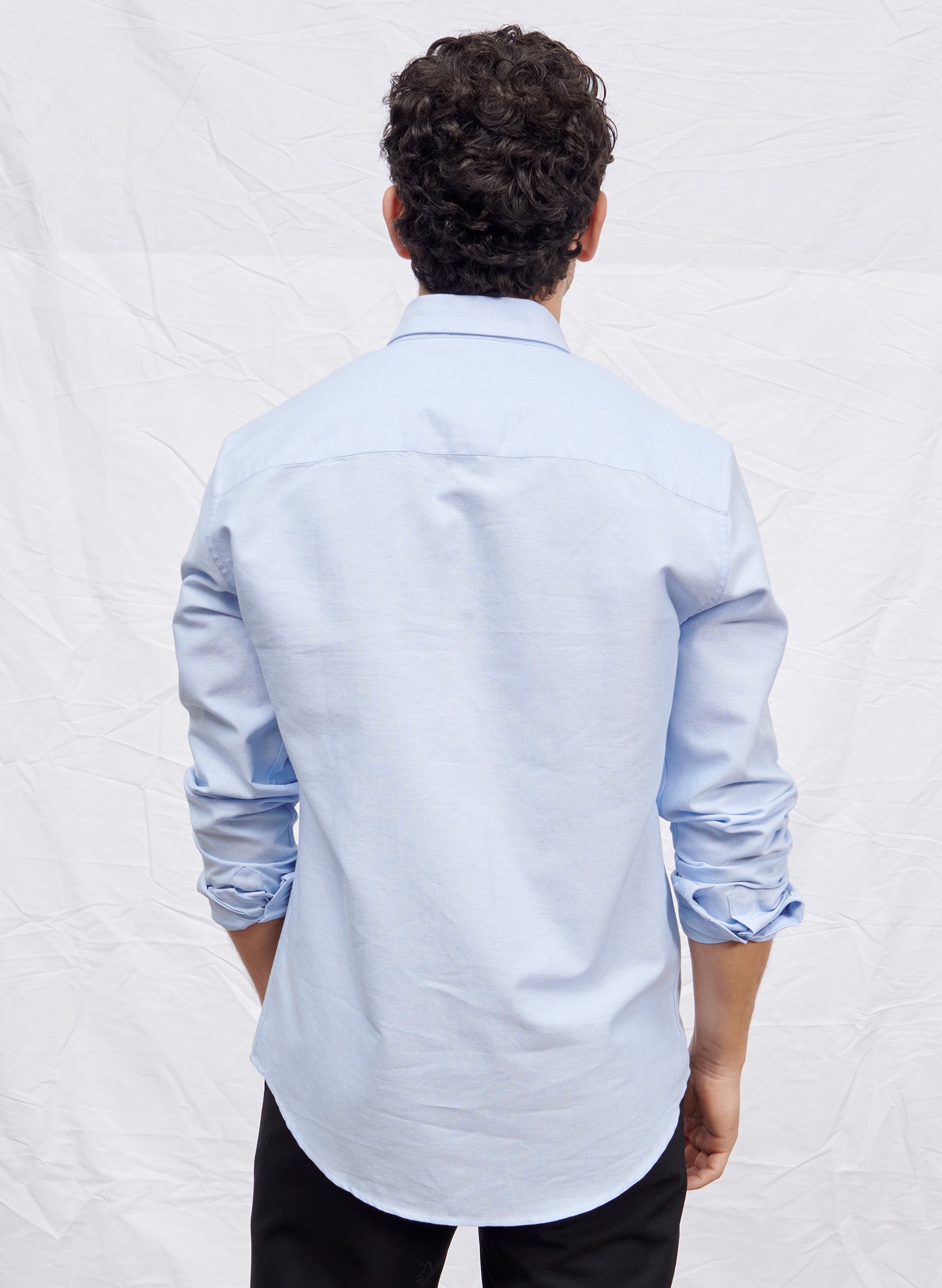 chemise oxford ajustee bleu homme