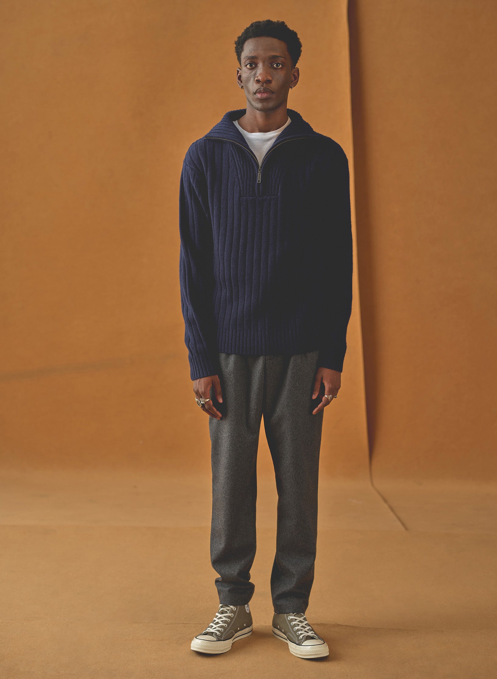 pull camionneur 100 laine navy homme