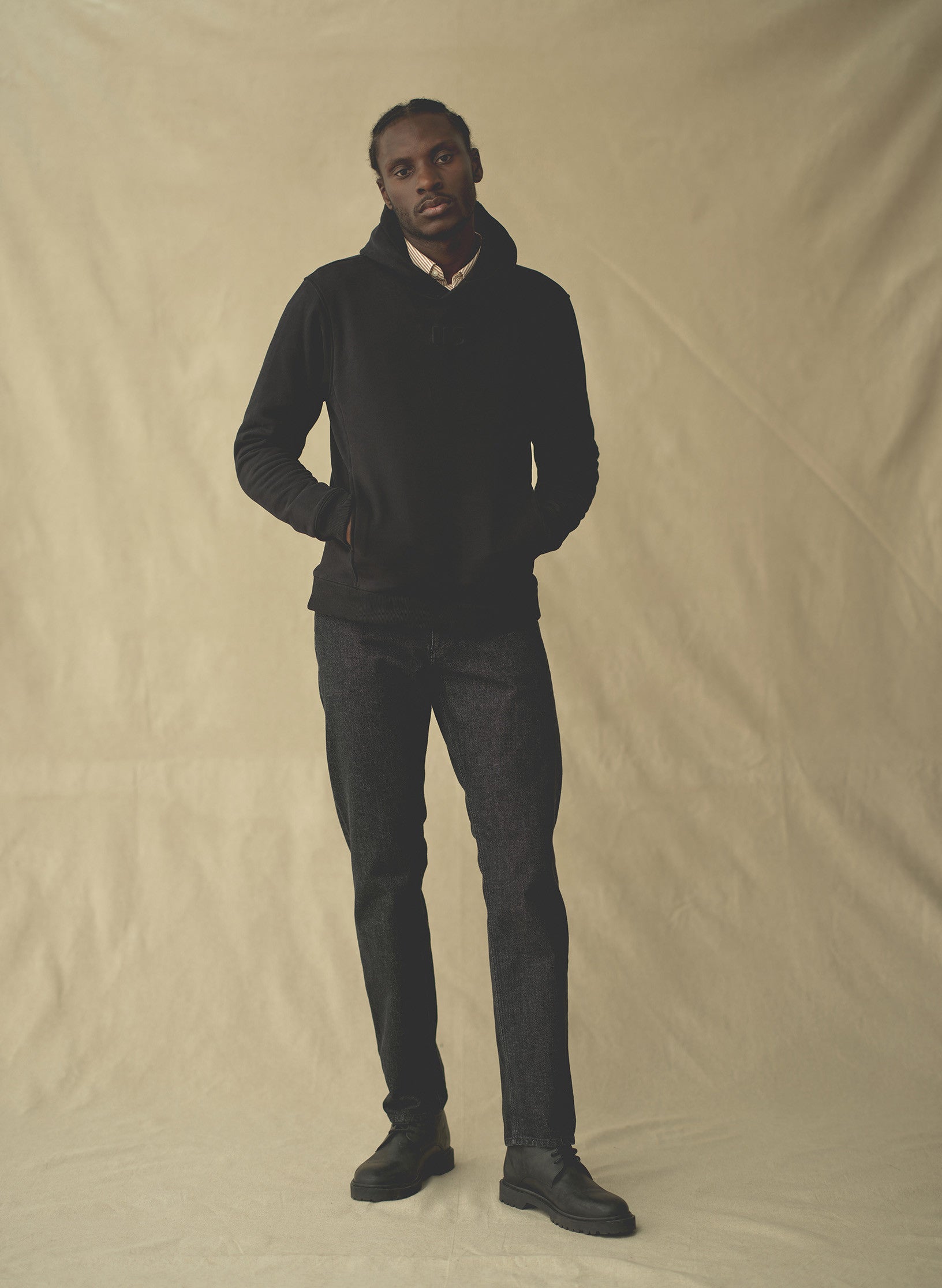 hoodie noir homme coton