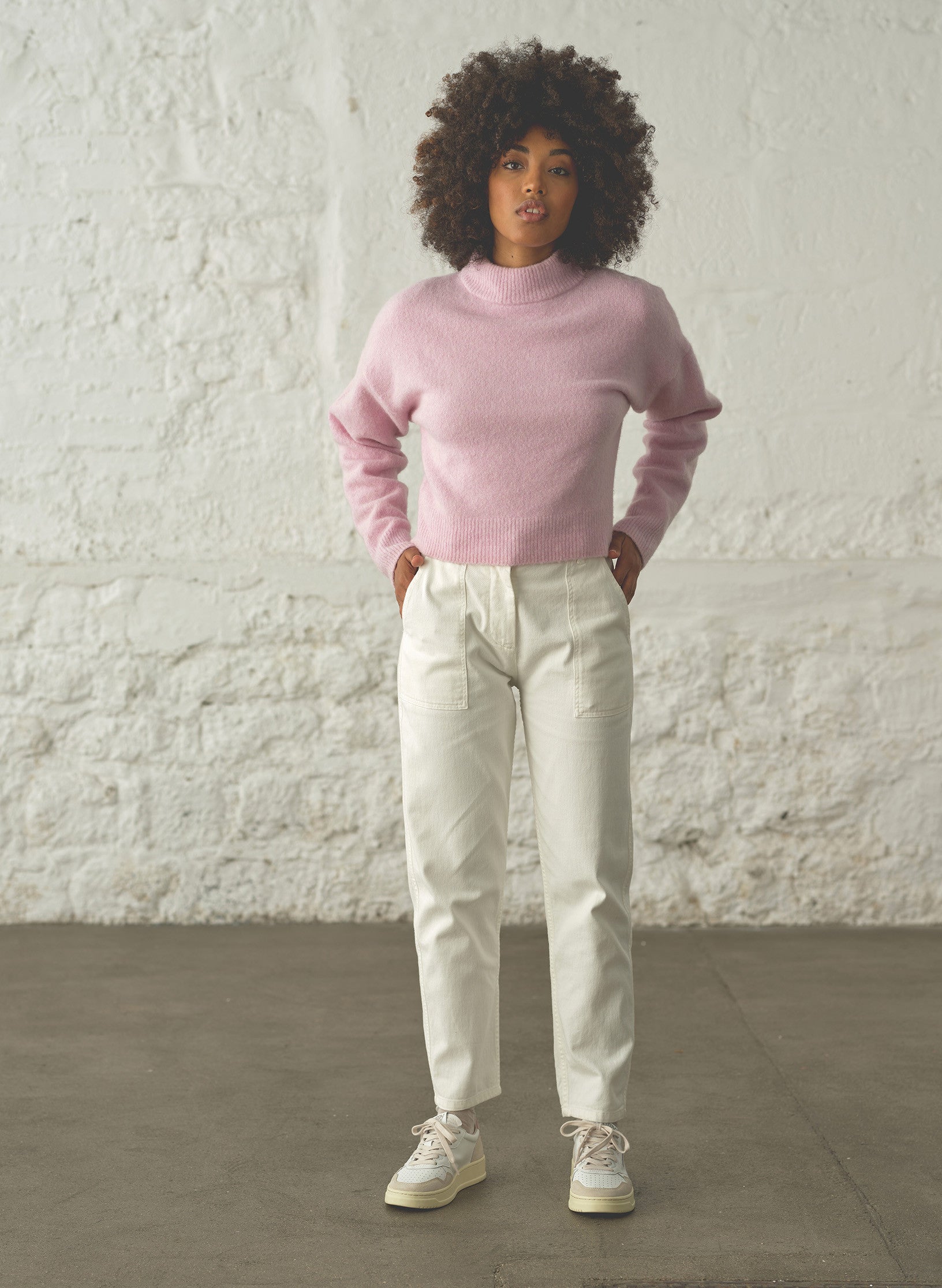 pull fils femme rose