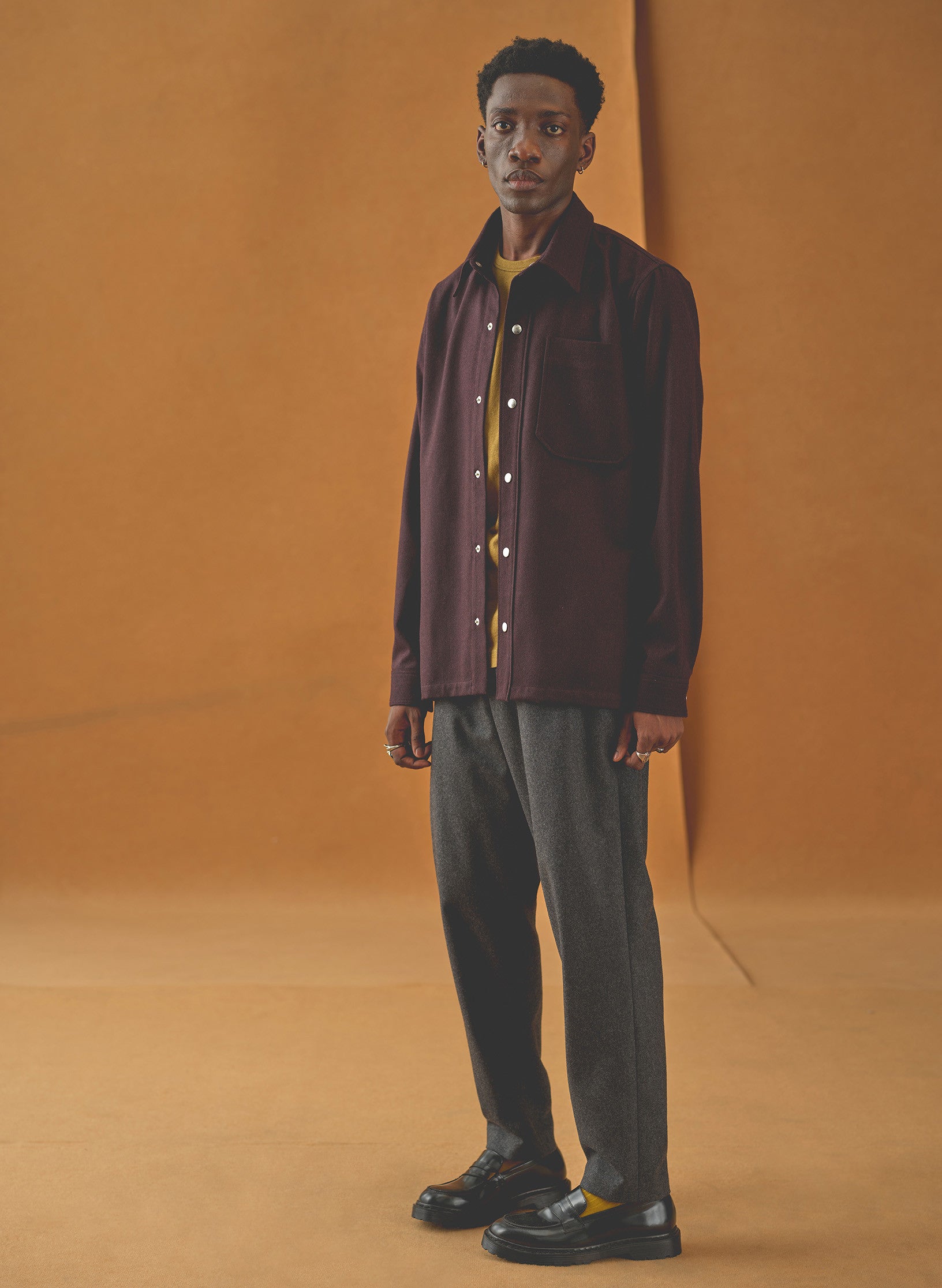 pantalon loose flanelle gris homme