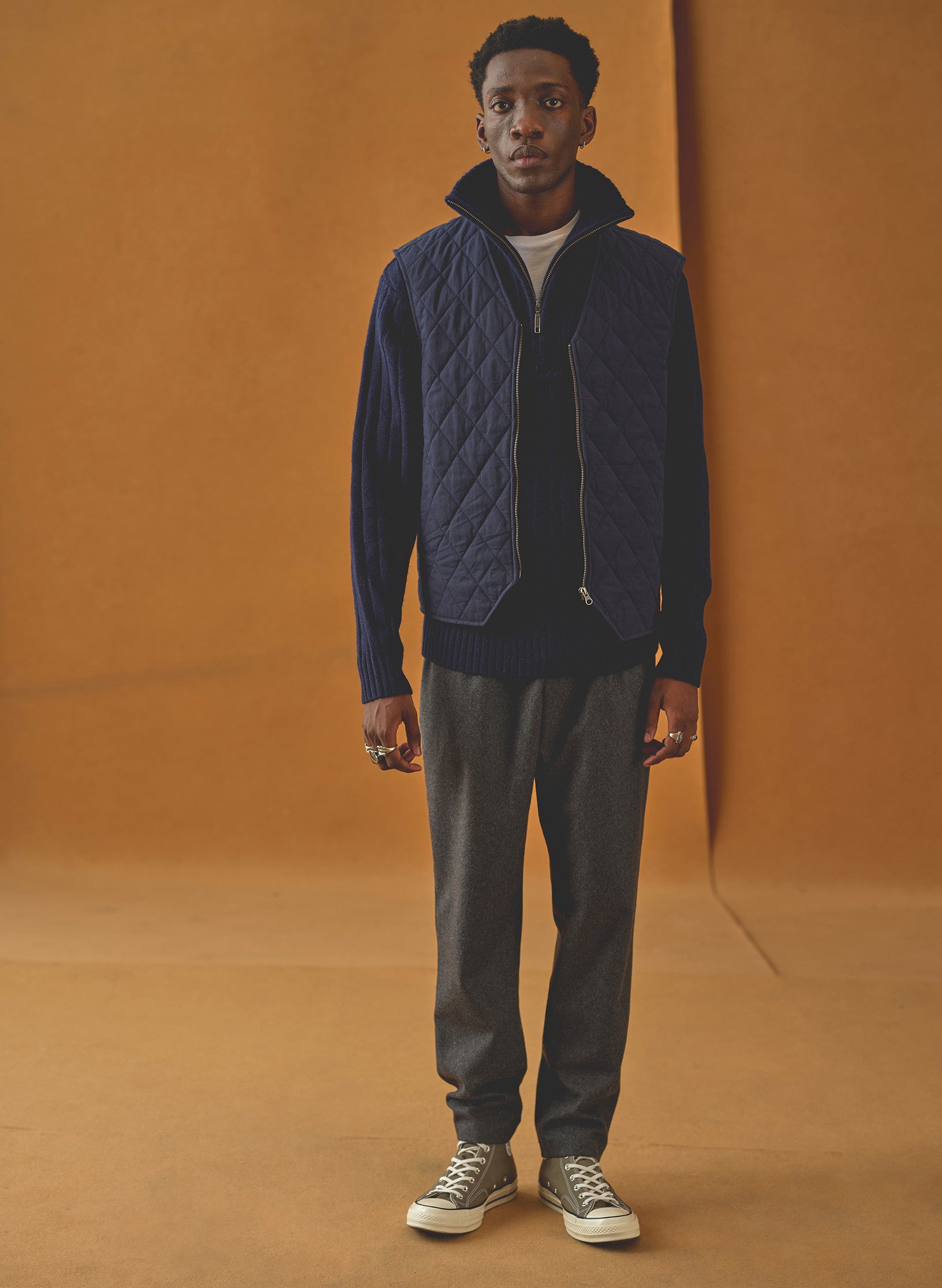 pantalon loose flanelle gris homme