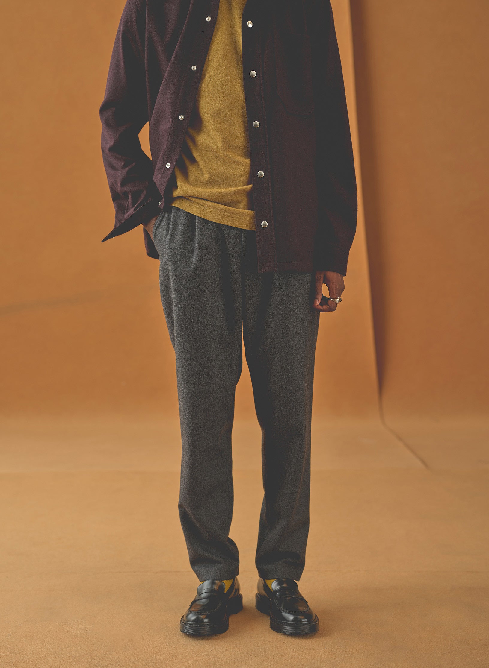 pantalon loose flanelle gris homme