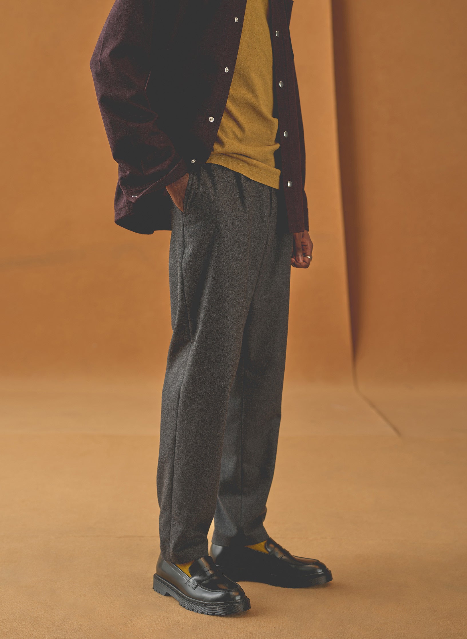 pantalon loose flanelle gris homme