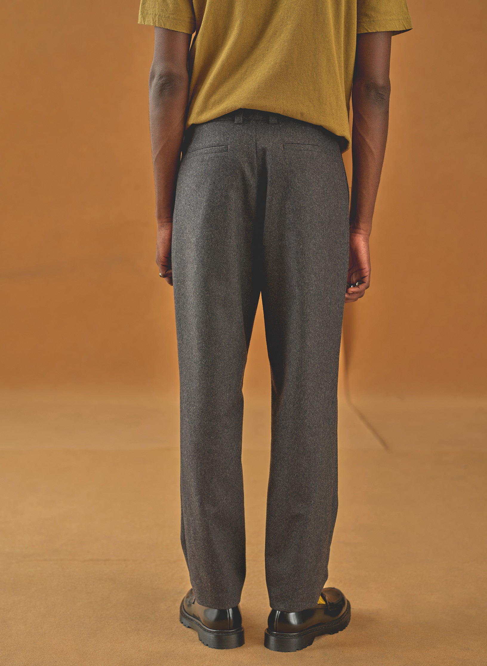 pantalon loose flanelle gris homme