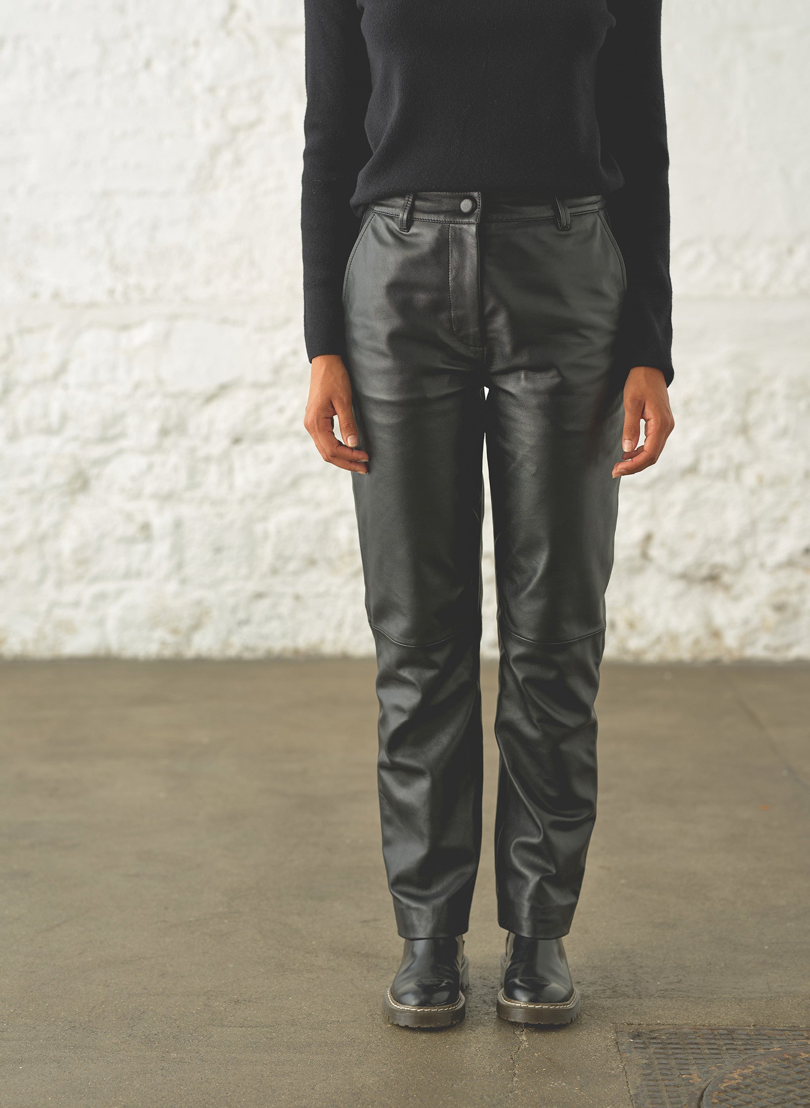 pantalon cuir noir femme