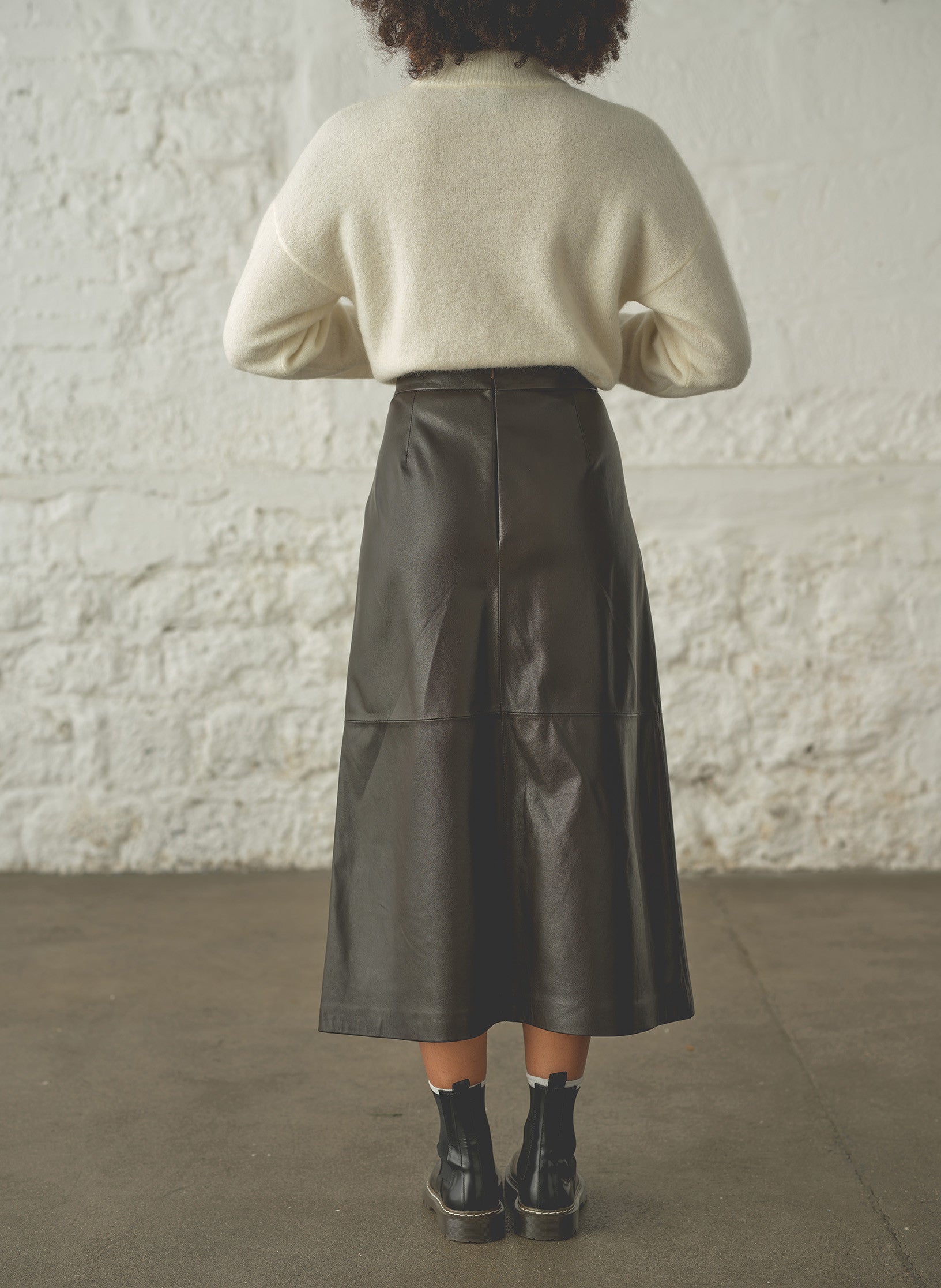 jupe longue cuir marron femme