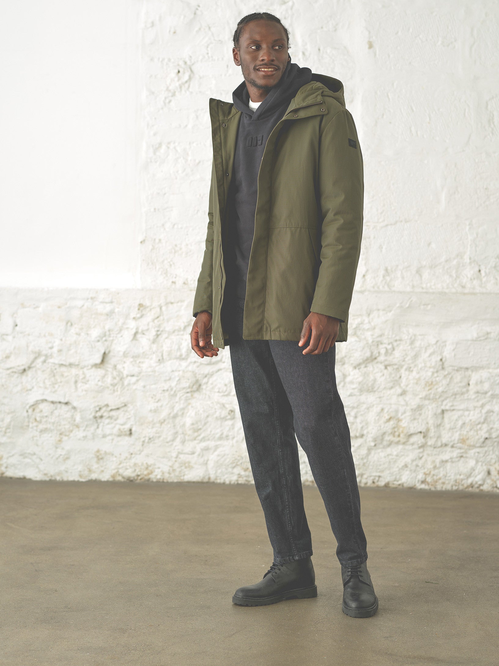 parka kaki deperlante homme