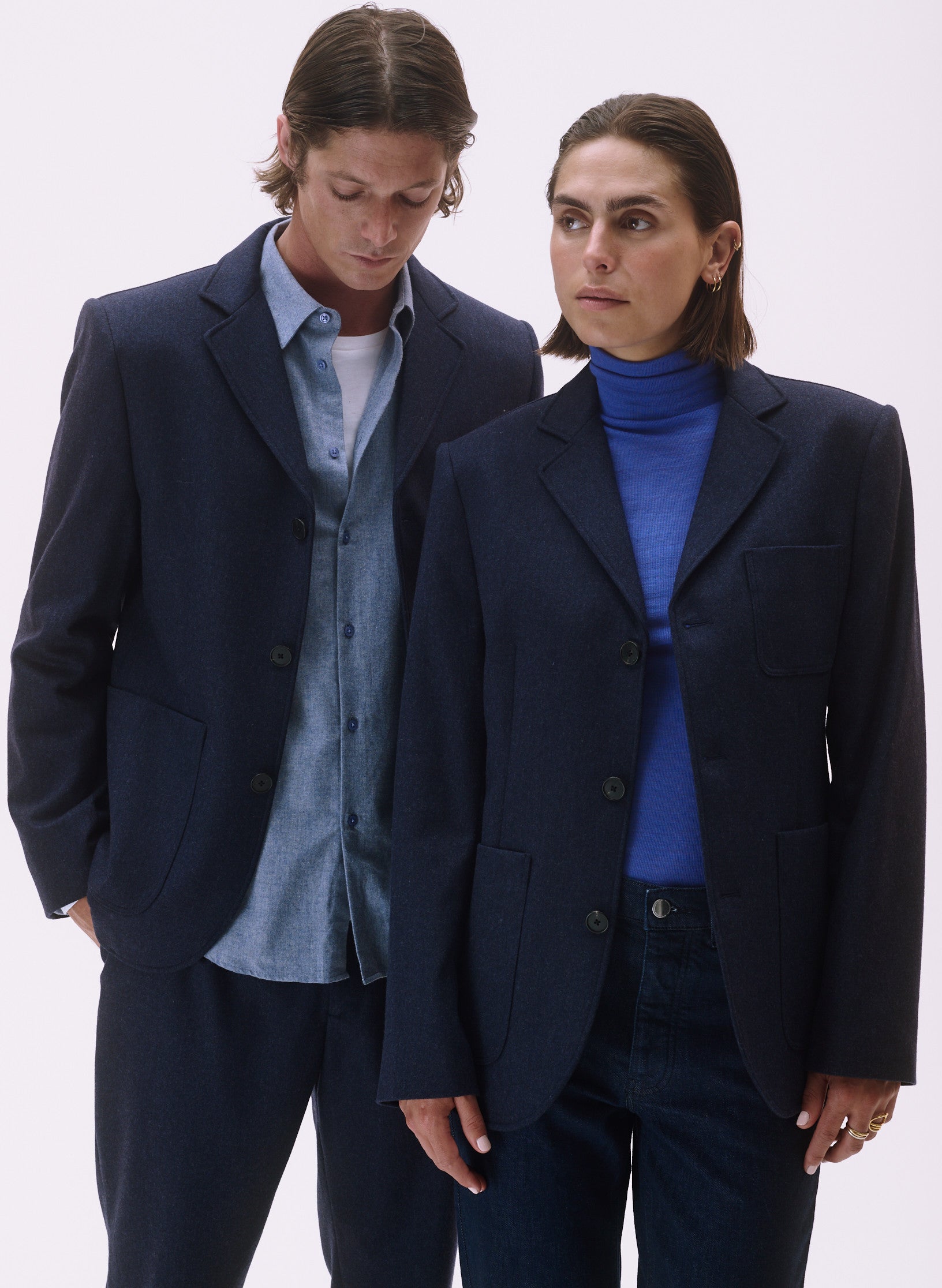 veste flanelle bleu 3 boutons homme