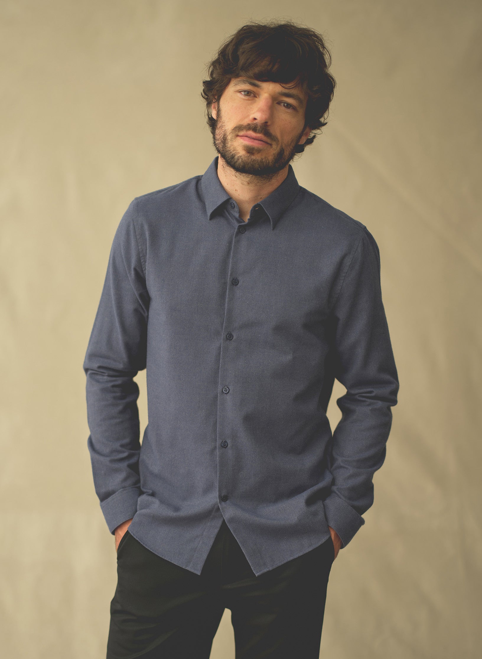 chemise flanelle bleu glacier homme