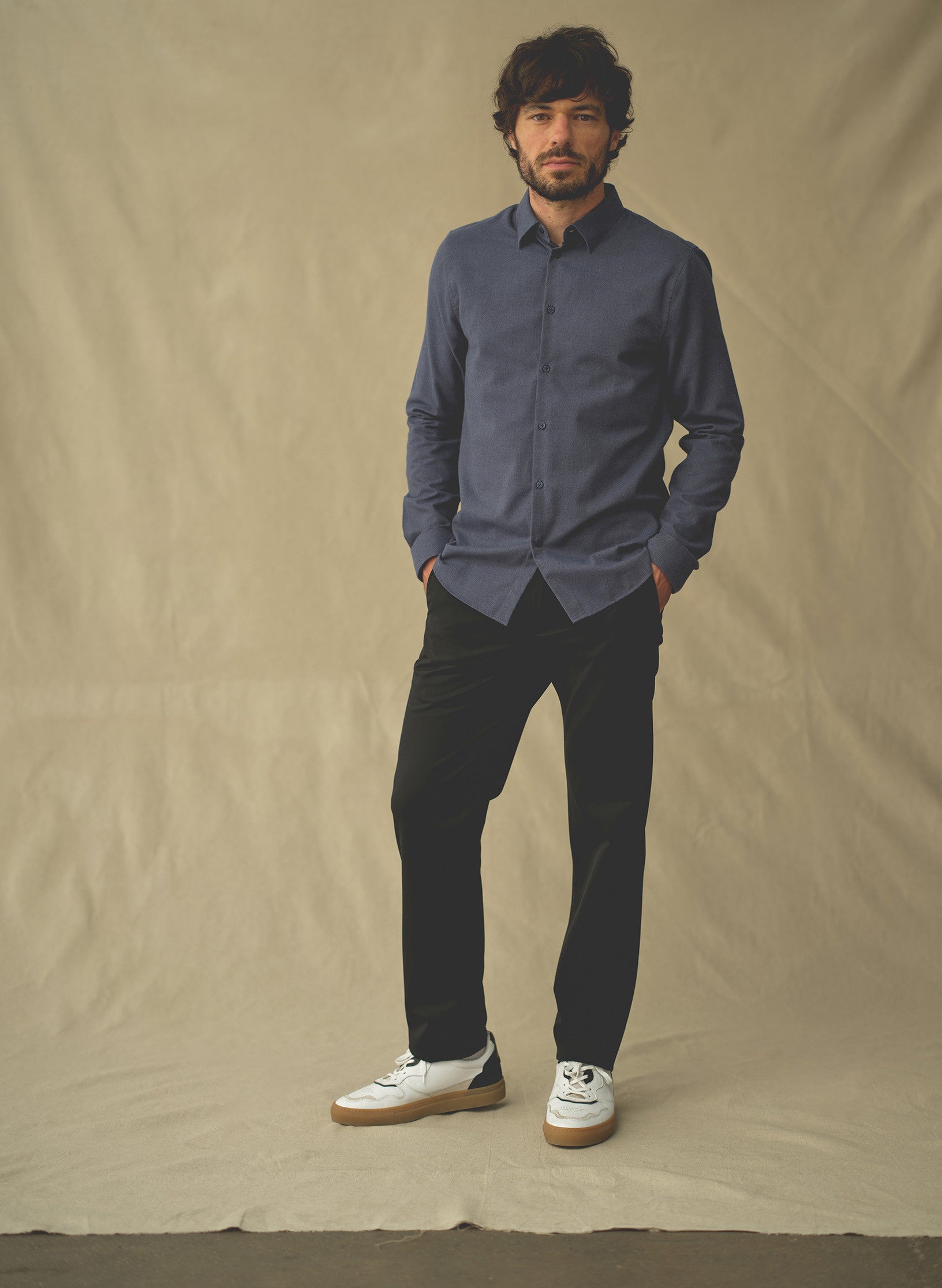 chemise flanelle bleu glacier homme