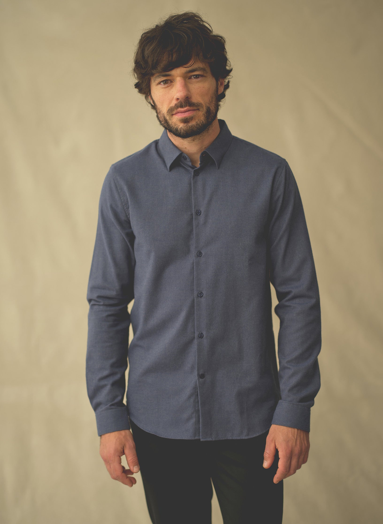 chemise flanelle bleu glacier homme