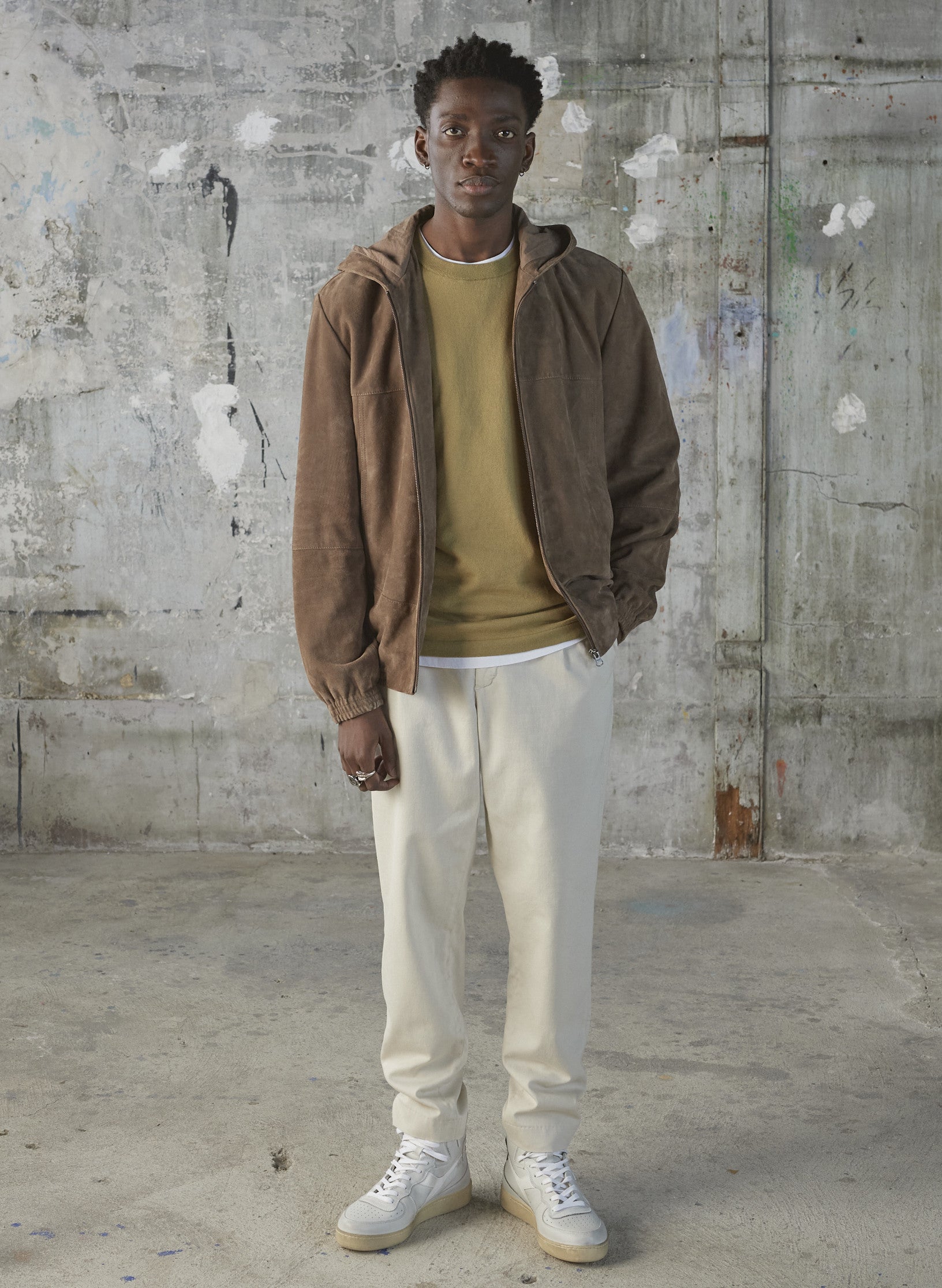 blouson capuche en daim