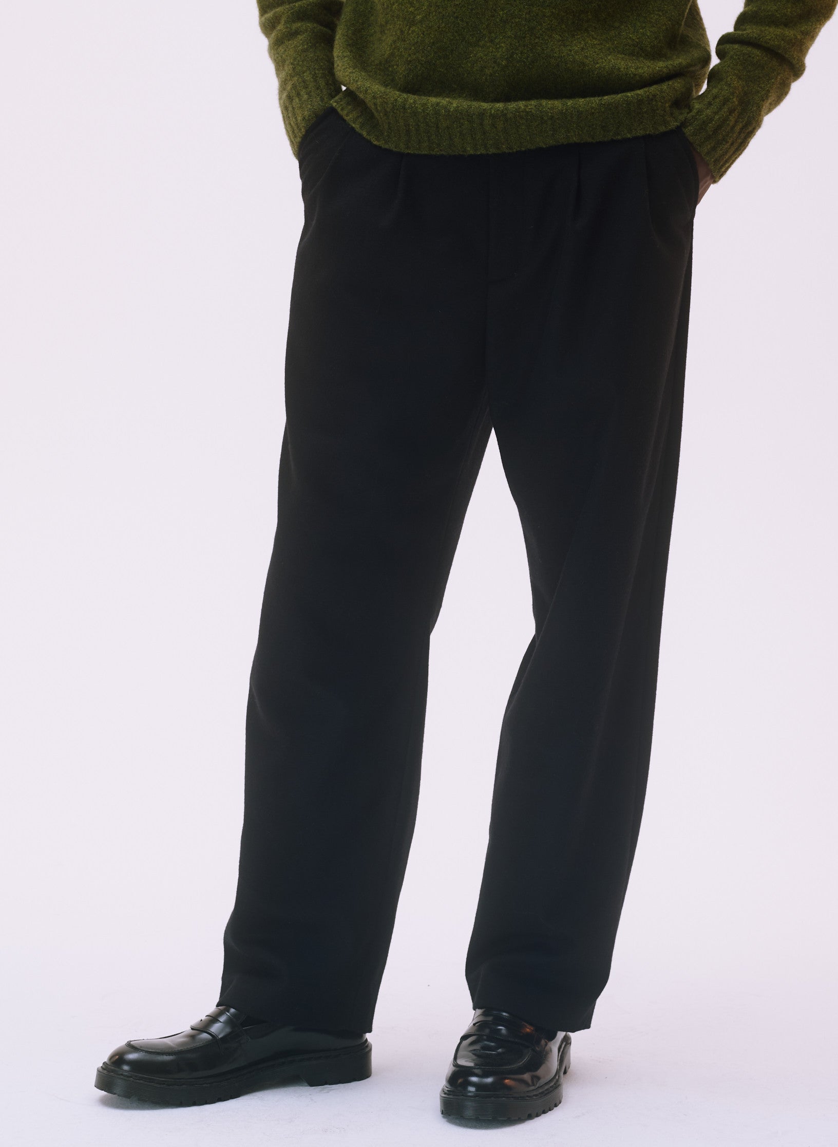 pantalon loose flanelle pinces noir homme femme unisexe