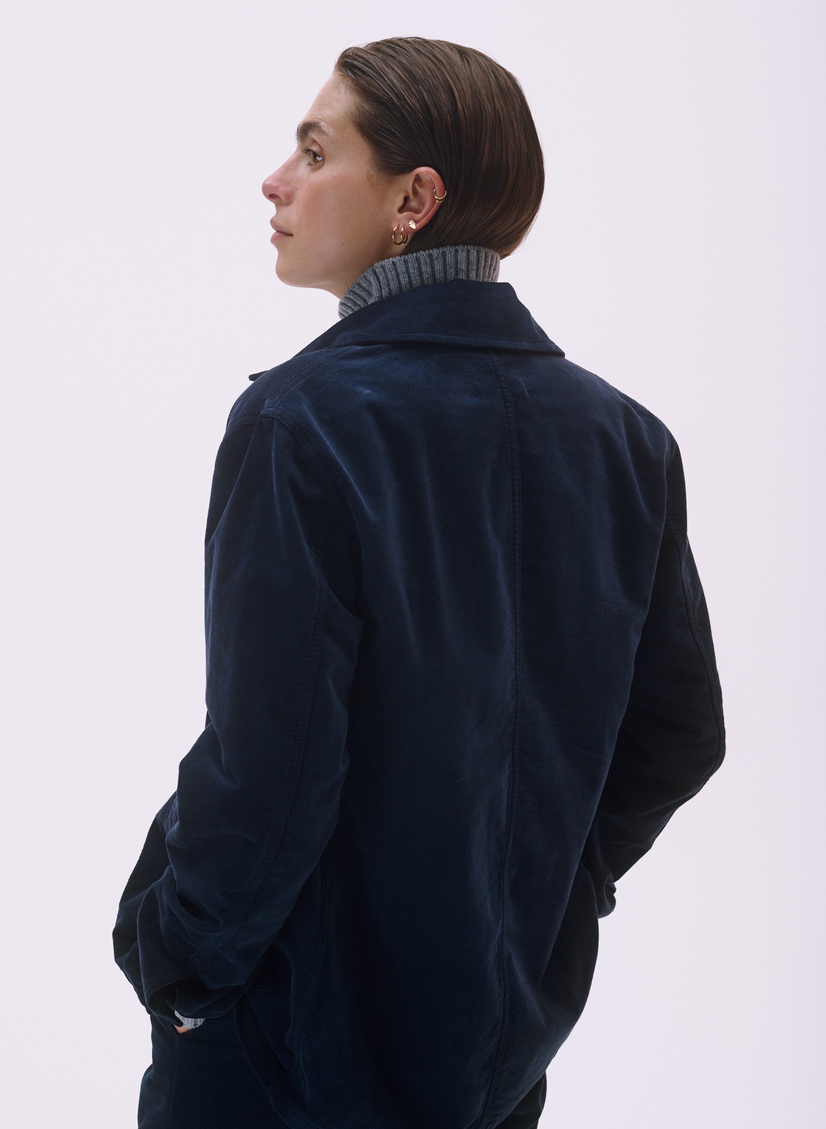 veste peintre velours bleu homme femme unisexe