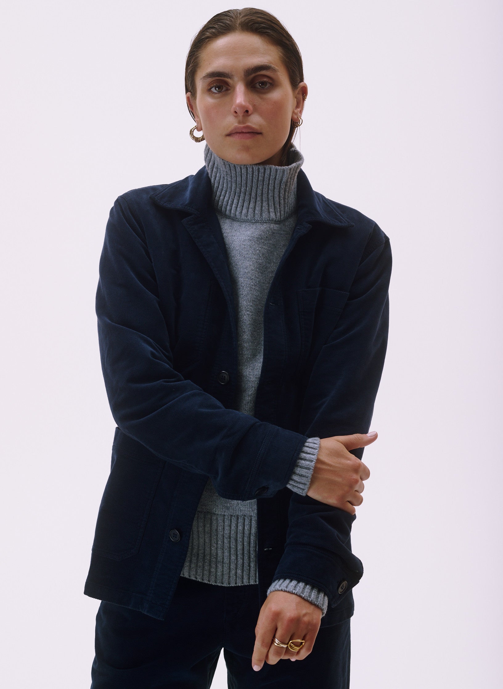 veste peintre velours bleu homme femme unisexe