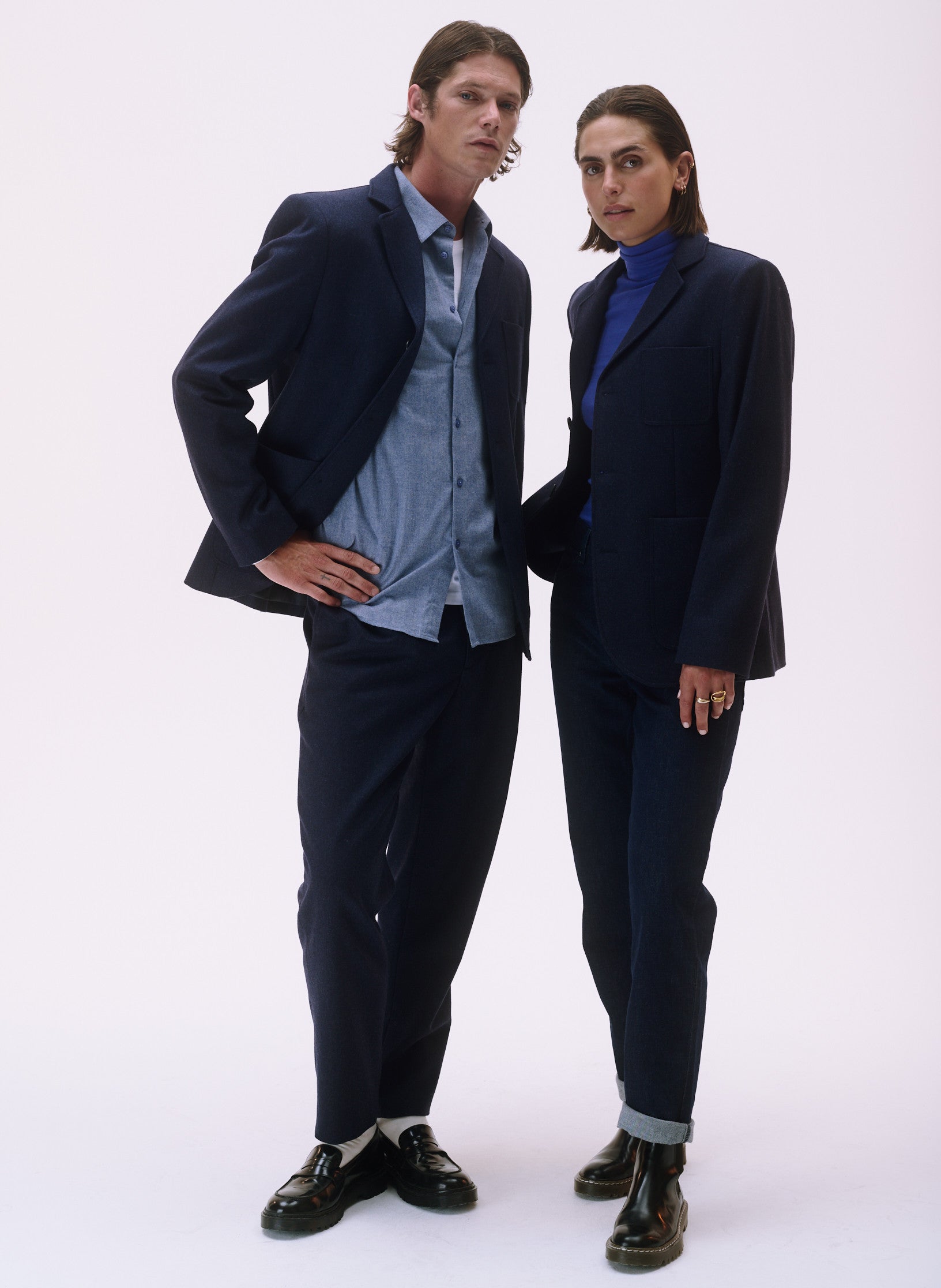 pantalon pince loose flanelle bleu homme femme unisexe