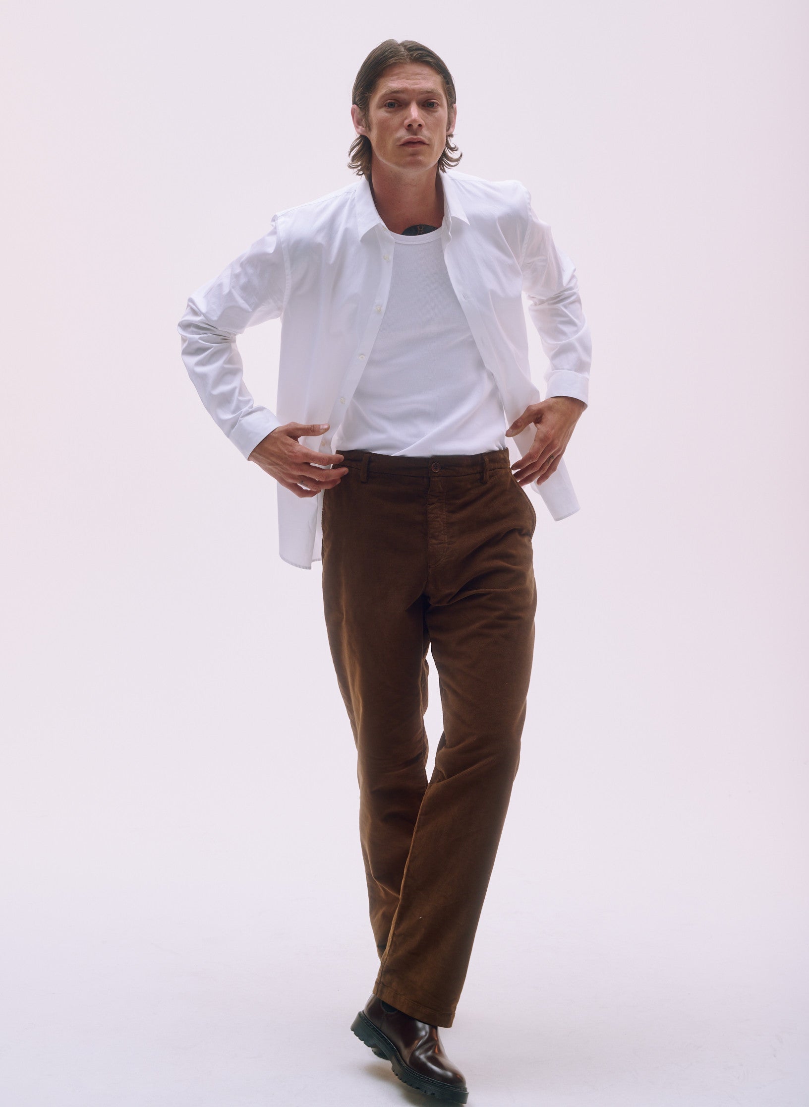 pantalon large velours marron homme femme