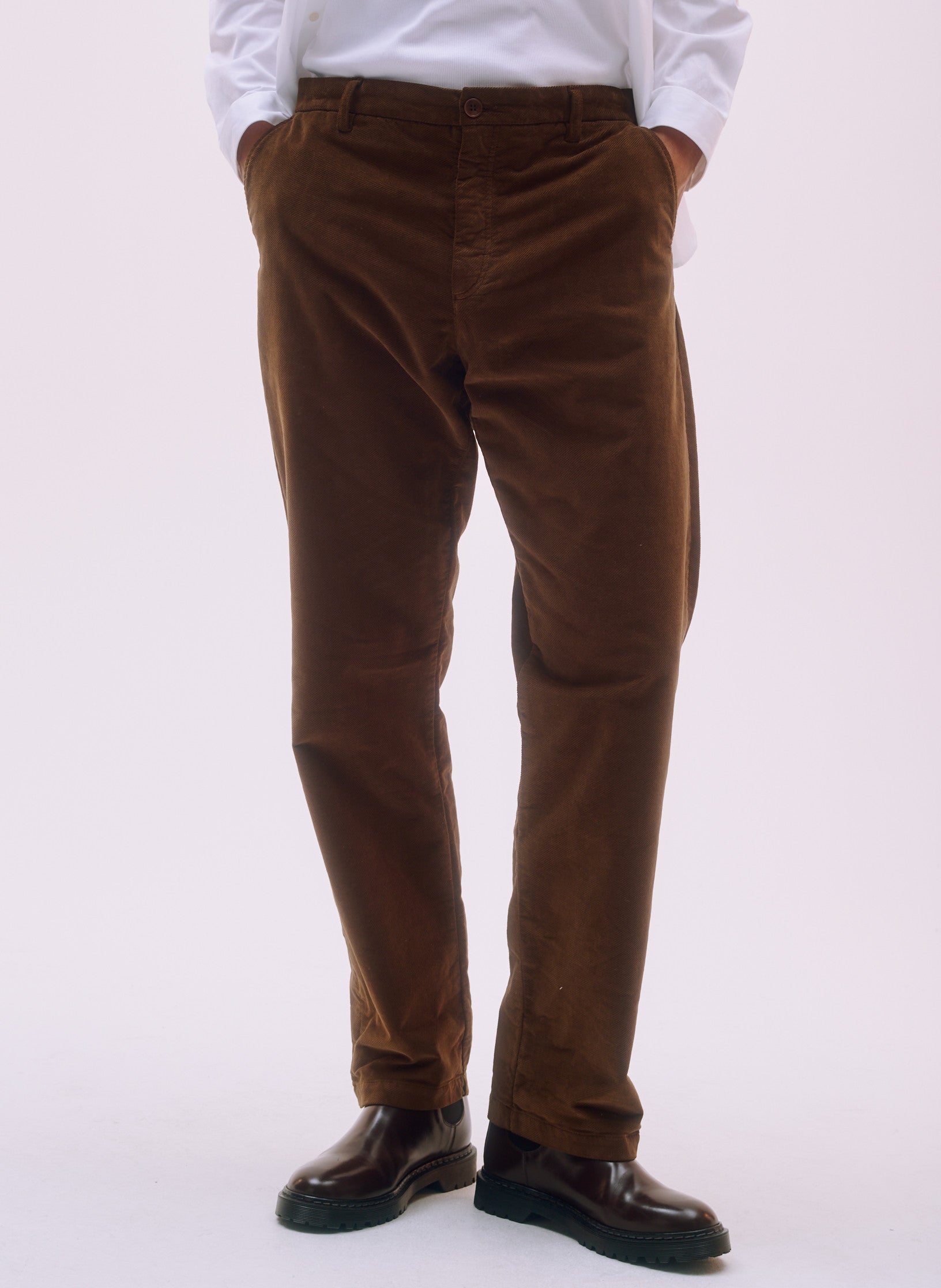 pantalon large velours marron homme femme