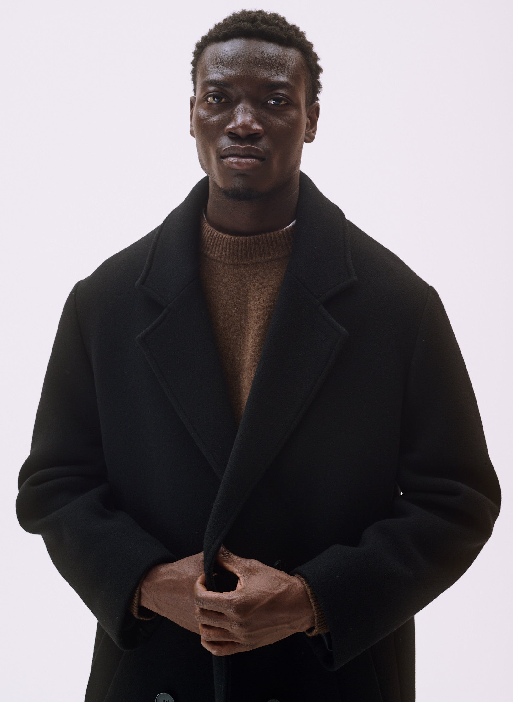 pull ras du cou laine marron homme femme unisexe